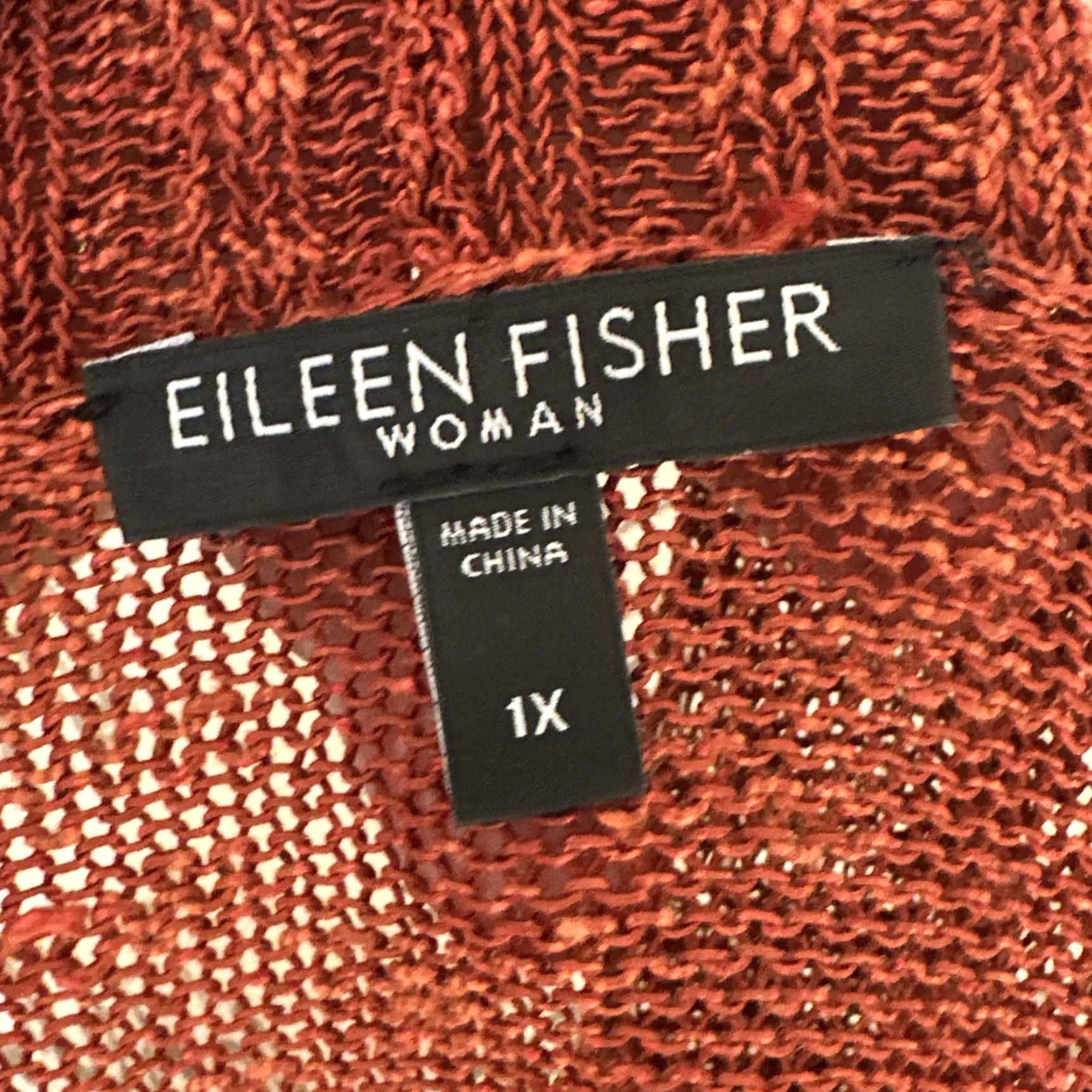 Eileen Fisher Eileen Fisher Cardigan Sweater Womens 1X Rust Open Knit Lightweight Draped Bohemian Size XL / US 12-14 / IT 48-50 - 7 Thumbnail