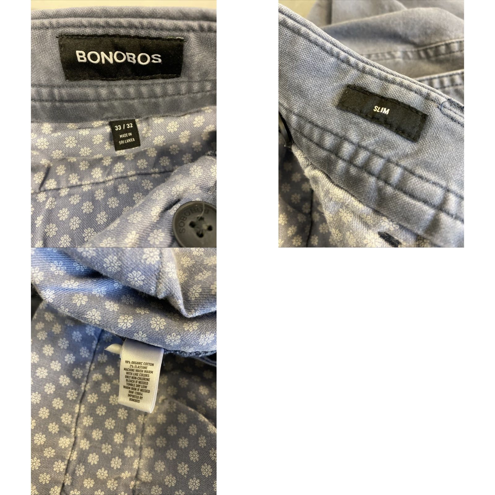Bonobos Bonobos Slim Cotton Dusty Blue Pants Men 33x32 Chino Regular Waist 33 Inseam 32 Slimming Mens Dusty Blue Era? (no extra) Size US 33 - 8 Thumbnail