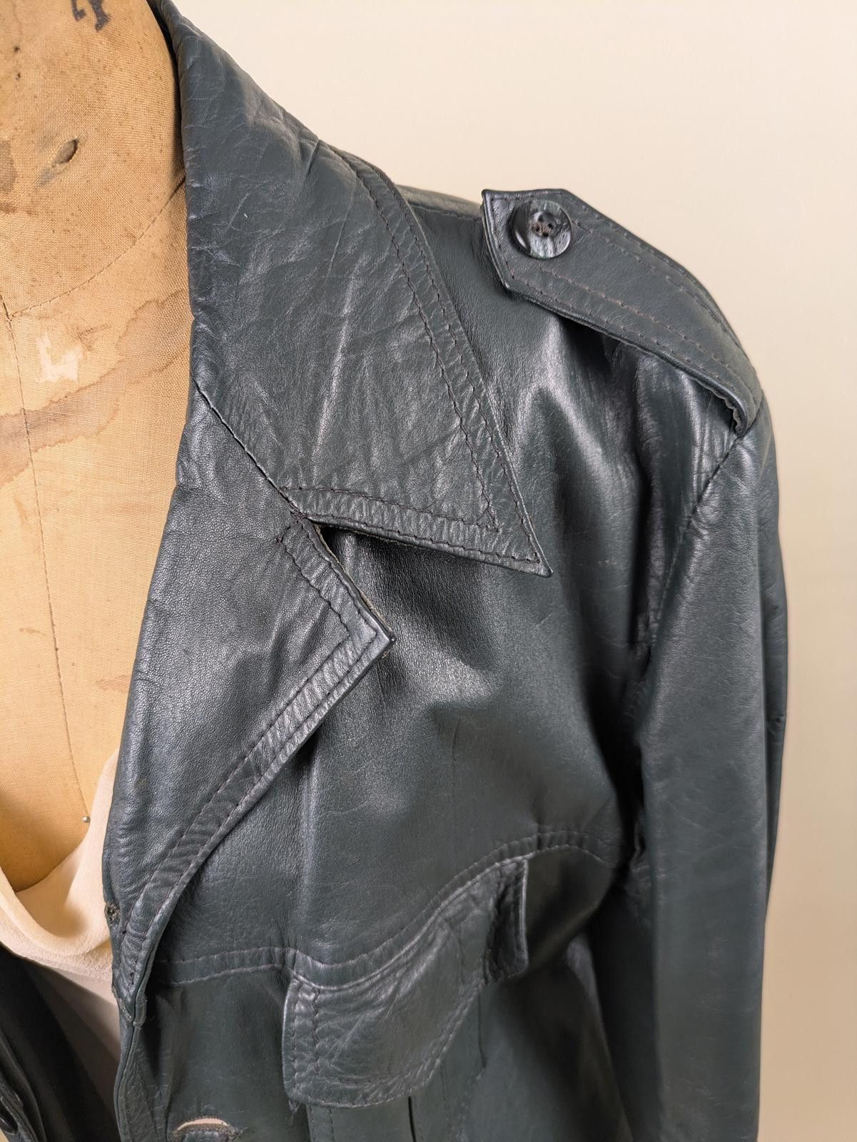 Windsor Smith 1990's green leather oversized jacket Size L / US 10 / IT 46 - 3 Thumbnail