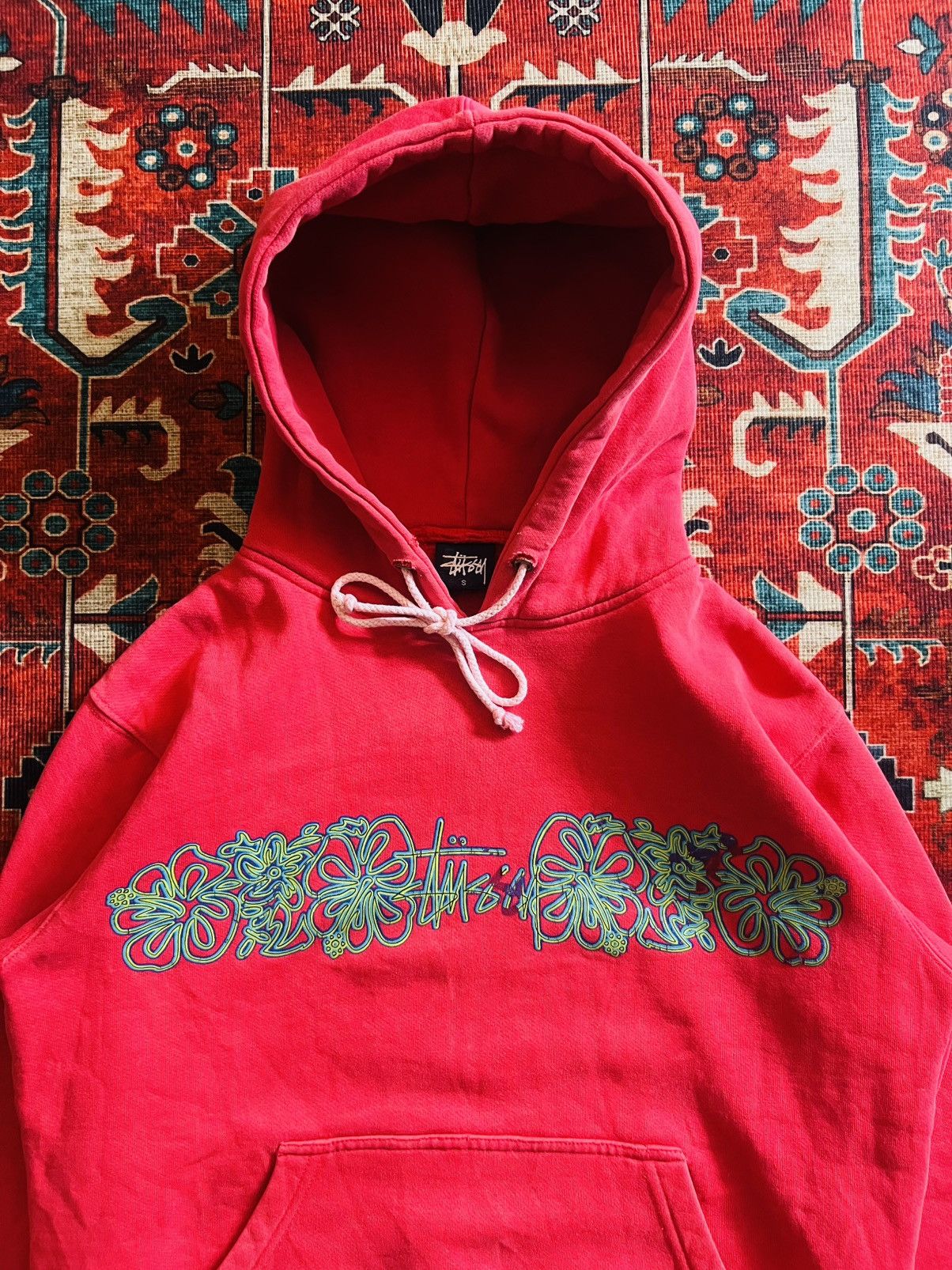 Stussy Vintage Stussy Tropical Hibiscus Pink Pullover Hoodie Size US S / EU 44-46 / 1 - 3 Thumbnail