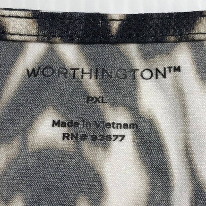 Worthington Worthington Animal Pleated Scoop Short Sleeve Blouse PXL Size XL / US 12-14 / IT 48-50 - 3 Thumbnail