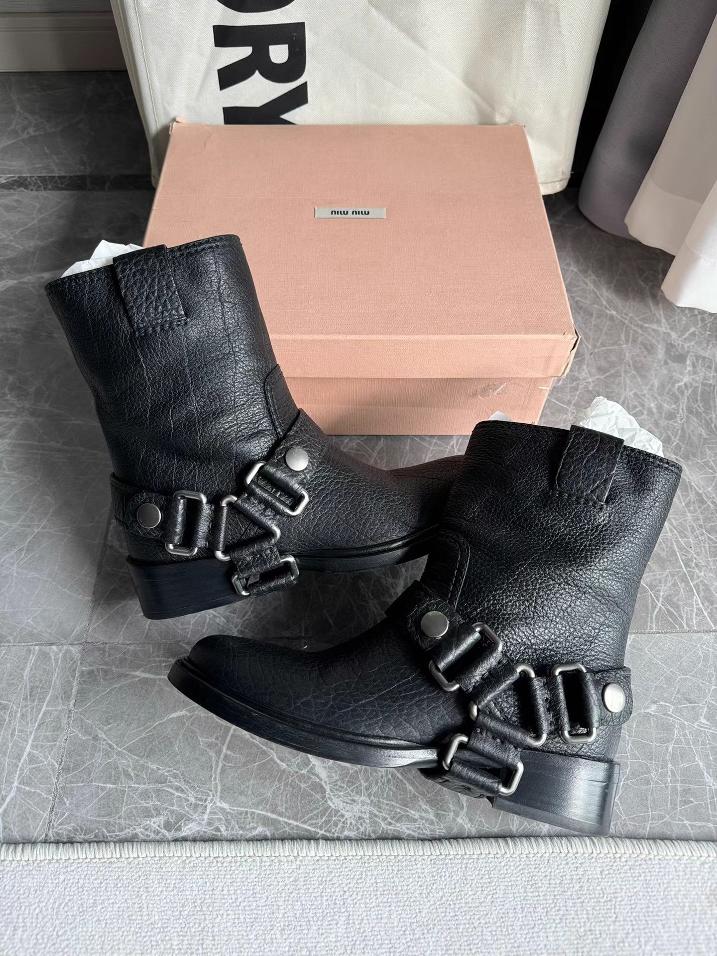 Miu Miu MiuMiu Black Biker Boots K6 Size US 6 / IT 36 - 7 Thumbnail