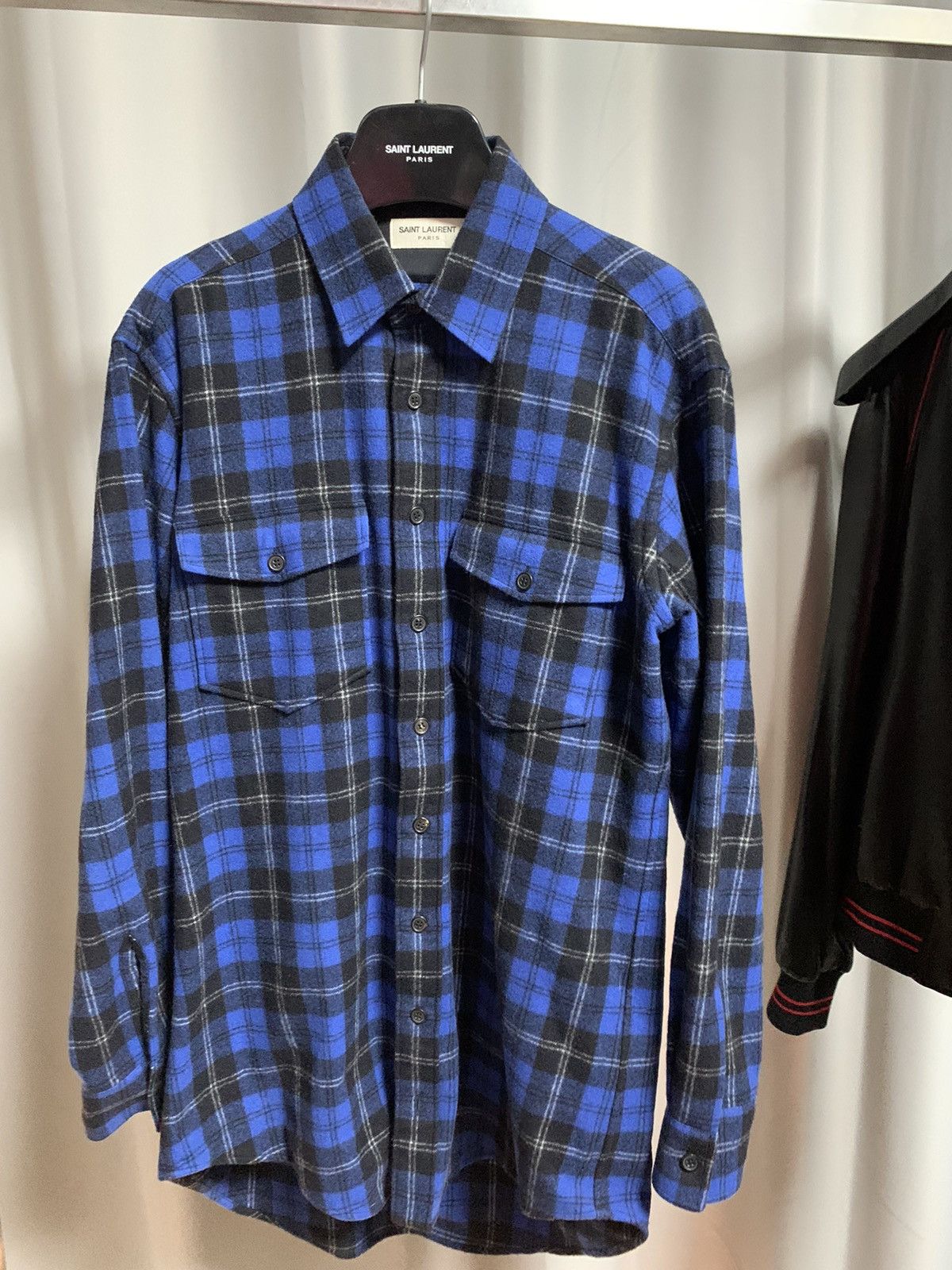 Saint Laurent Paris Saint Laurent 2013FW Blue plaid wool shirt Size US S / EU 44-46 / 1 - 1 Thumbnail