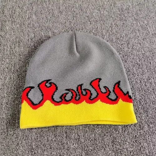 Other Cartoon Flames No Cuff Beanie Hat Grey Color Size ONE SIZE - 2 Thumbnail