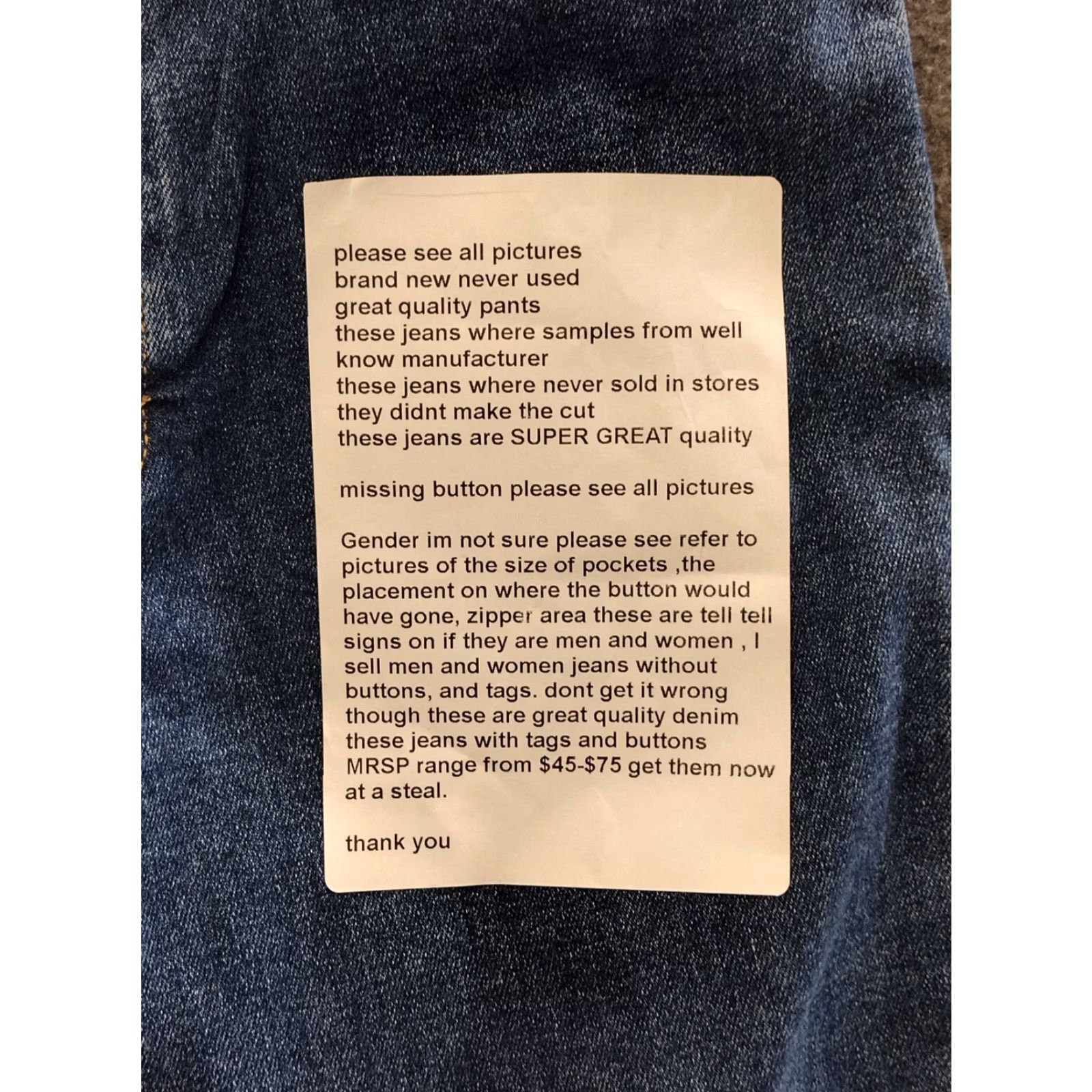 Denime Unbranded Men's Blue Denim Stretch Jeans Cropped Size 27 Long - Jeans - Men - Blue - 5-Pocket - Regular Fit - Zip Button - Cropped - Denim - 90s Theme Size US 27 - 7 Thumbnail