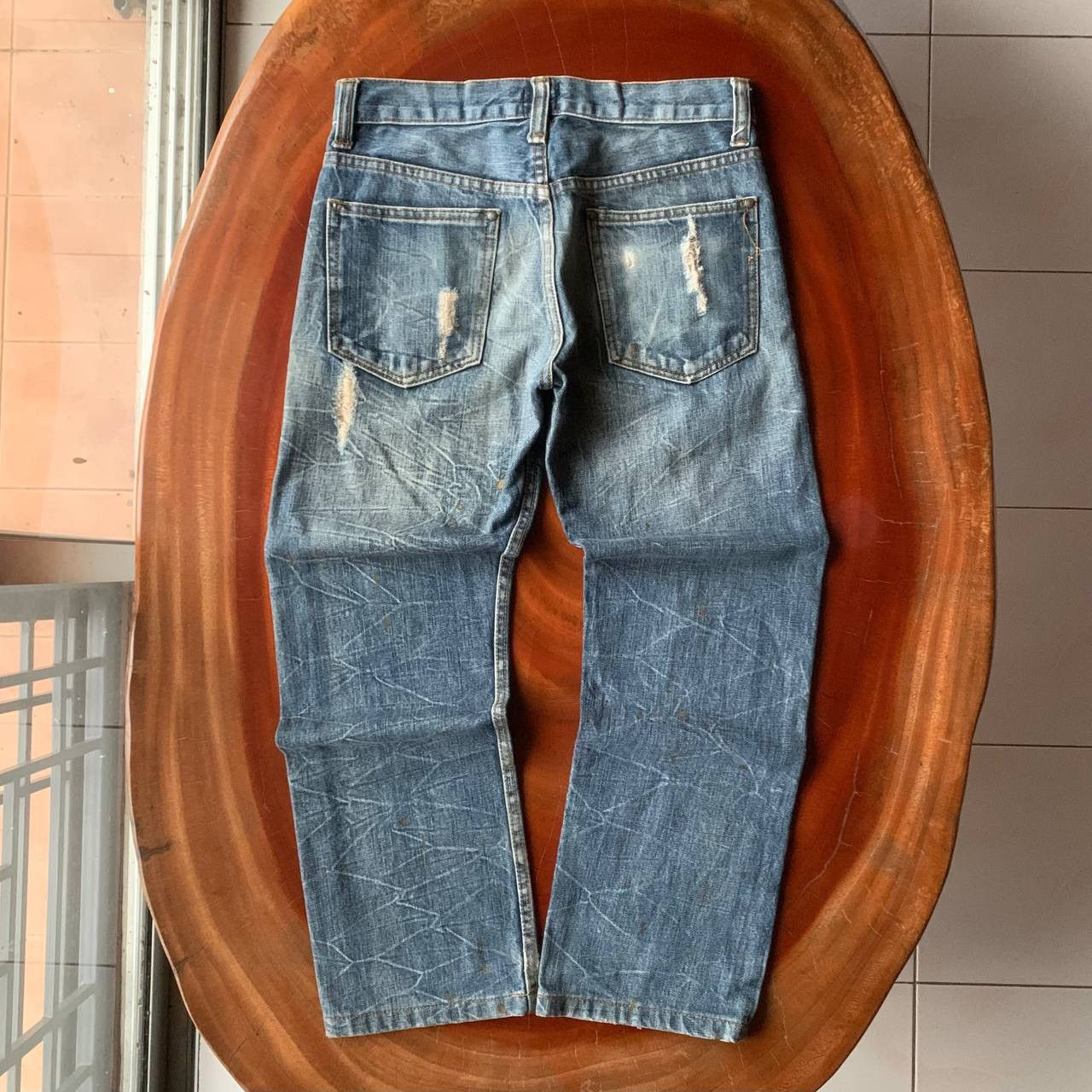Japanese Brand Distressed Legend Of Glamour LOG Blue Denim Jeans Pants Y2K Size US 31 - 2 Thumbnail