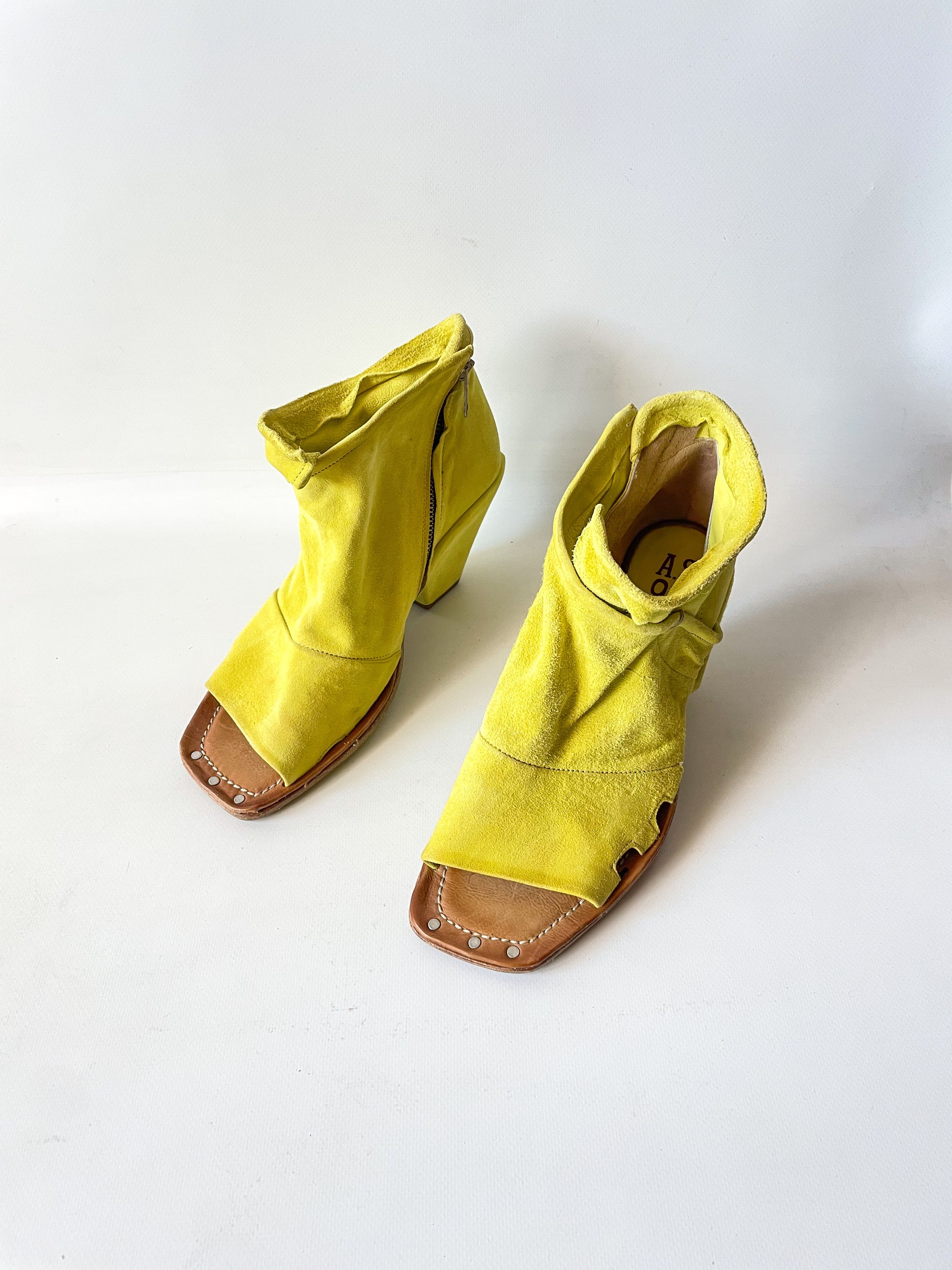 A.S.98 A.S.98 Yellow Suede Leather Sandals Size US 10 / IT 40 - 5 Thumbnail