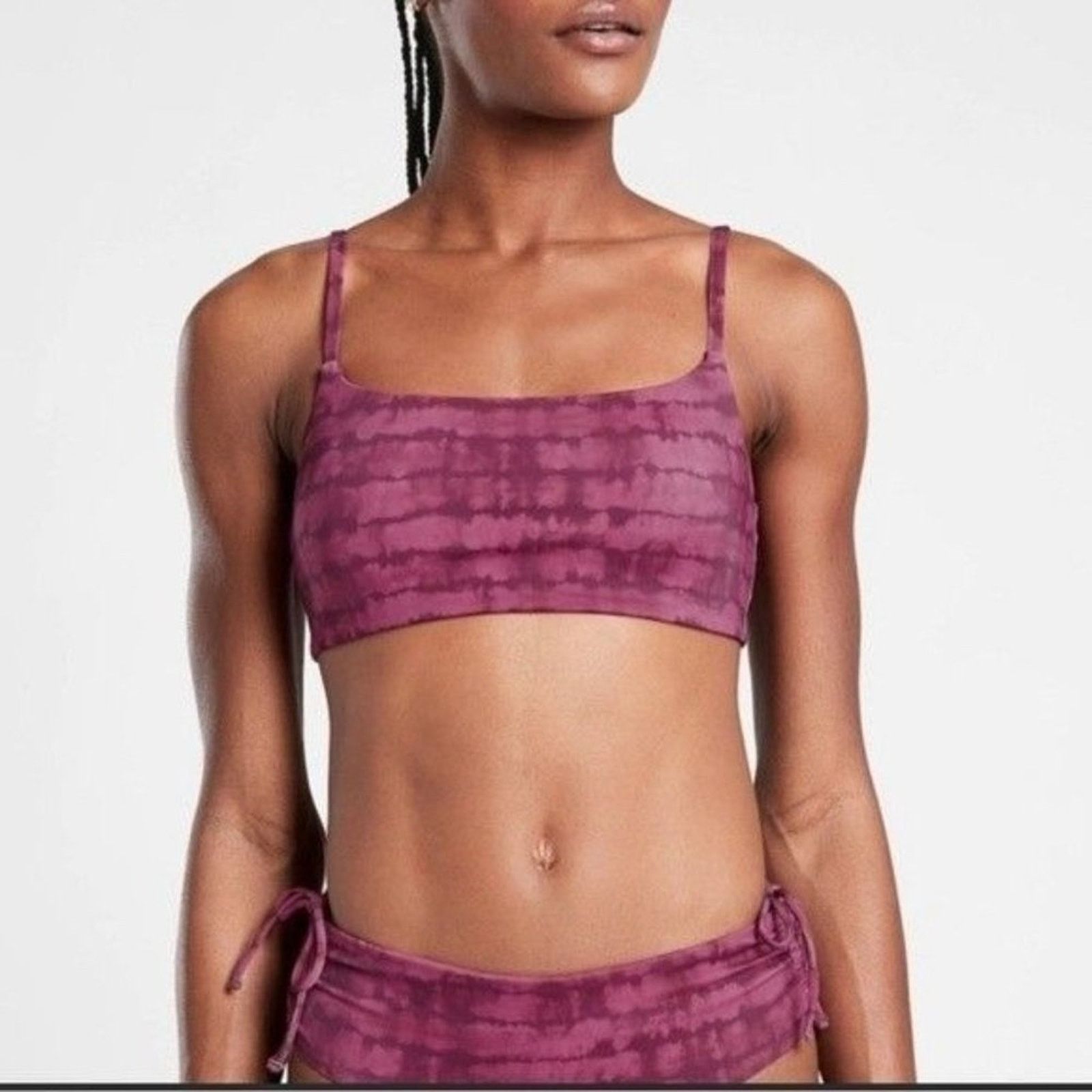Athleta Bikini Top WomenS Medium Scoop Printed Plum Medium in Pink, Women's