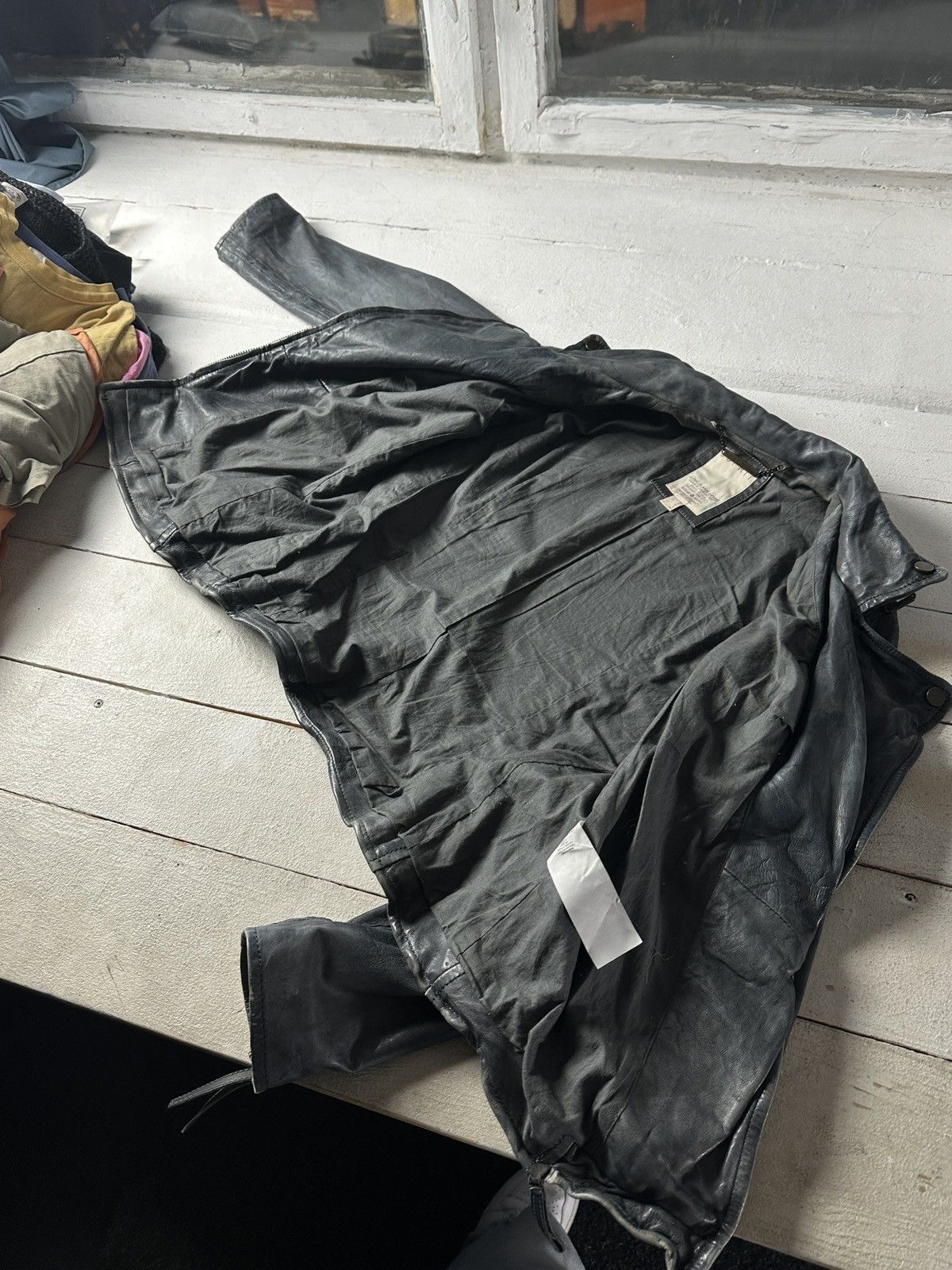 Other 🚨Y2K RICK OWENS TYPE DIRTY SLIM FIT ZIP LEATHER JACKET Size M / US 6-8 / IT 42-44 - 9 Thumbnail