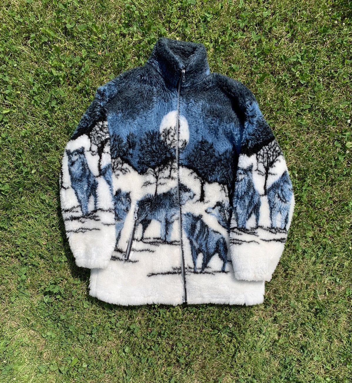 Vintage Vintage Wolf Print Zip Up Fleece Jacket Y2K Size US M / EU 48-50 / 2 - 1 Thumbnail