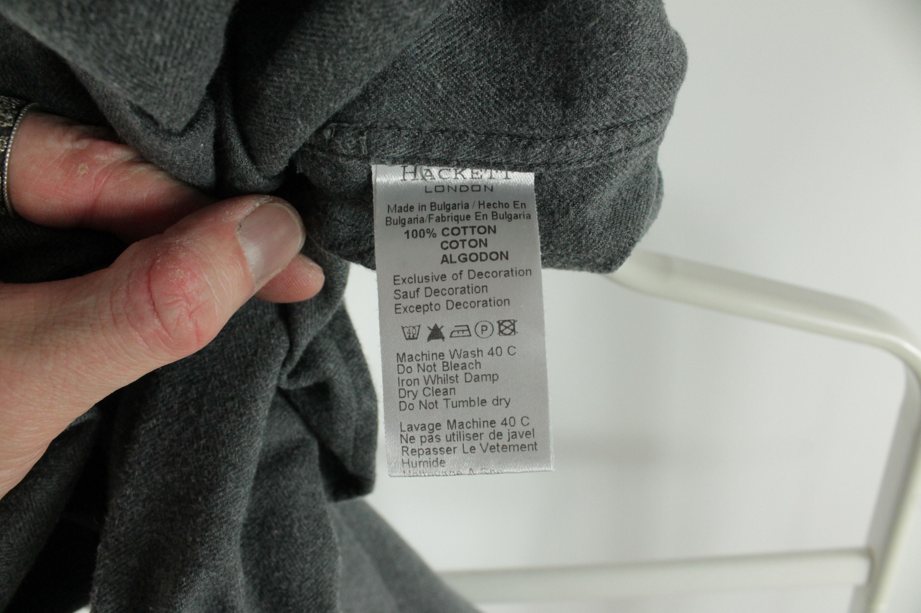 Designer × Hackett Hackett Micro Herringbone Flannel Slim Fit Dress Shirt Men's Size US M / EU 48-50 / 2 - 18 Thumbnail