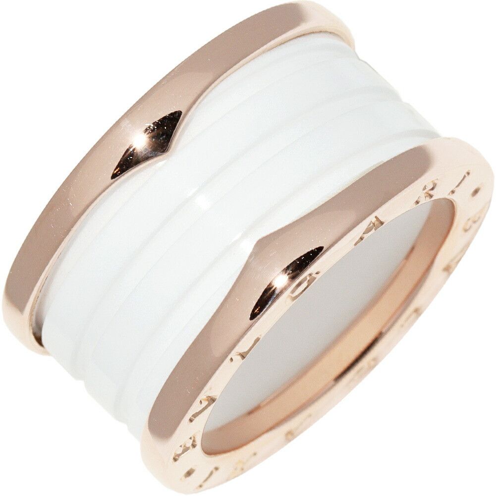 Bvlgari Bvlgari Bvlgari 18K Pink Gold x White Ceramic B.zero1 Ring 4 Band 346518 Size 13 Ceramic Ring 346518 DUTY FREE for USA Size ONE SIZE - 1 Thumbnail