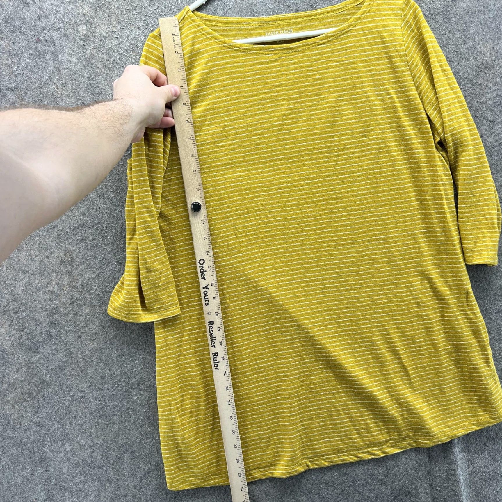 Eileen Fisher Eileen Fisher Shirt Womens PM Yellow Striped Boat Neck 3/4 Sleeve Tunic Jersey Size M / US 6-8 / IT 42-44 - 5 Thumbnail