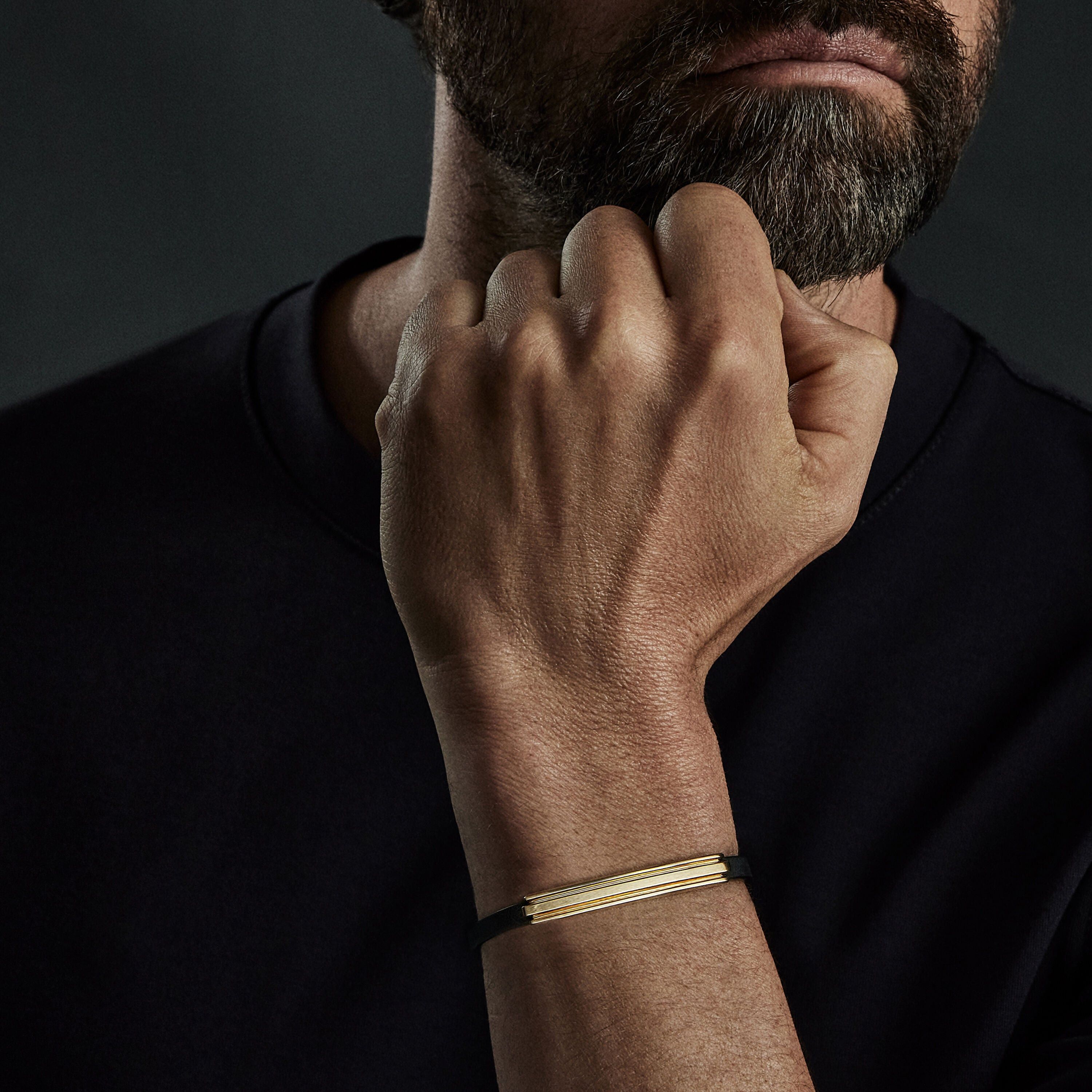 David Yurman o1w1db10325 Size:OS/Deco Leather Bracelet in Black/Golden Size ONE SIZE - 2 Thumbnail