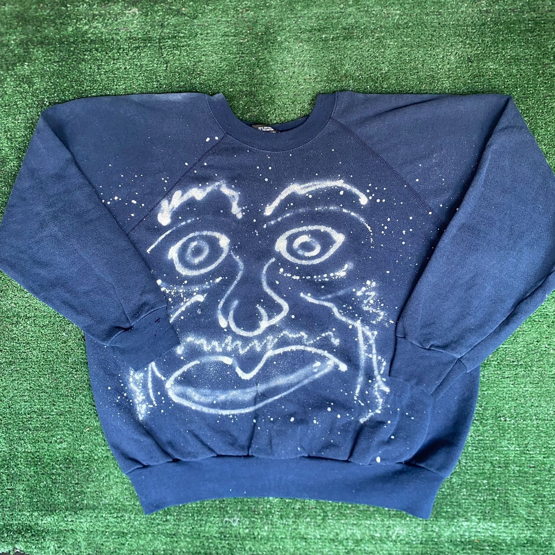 Vintage Vintage 90s Face Paint Sweatshirt Painted Art Crewneck Size US L / EU 52-54 / 3 - 1 Thumbnail