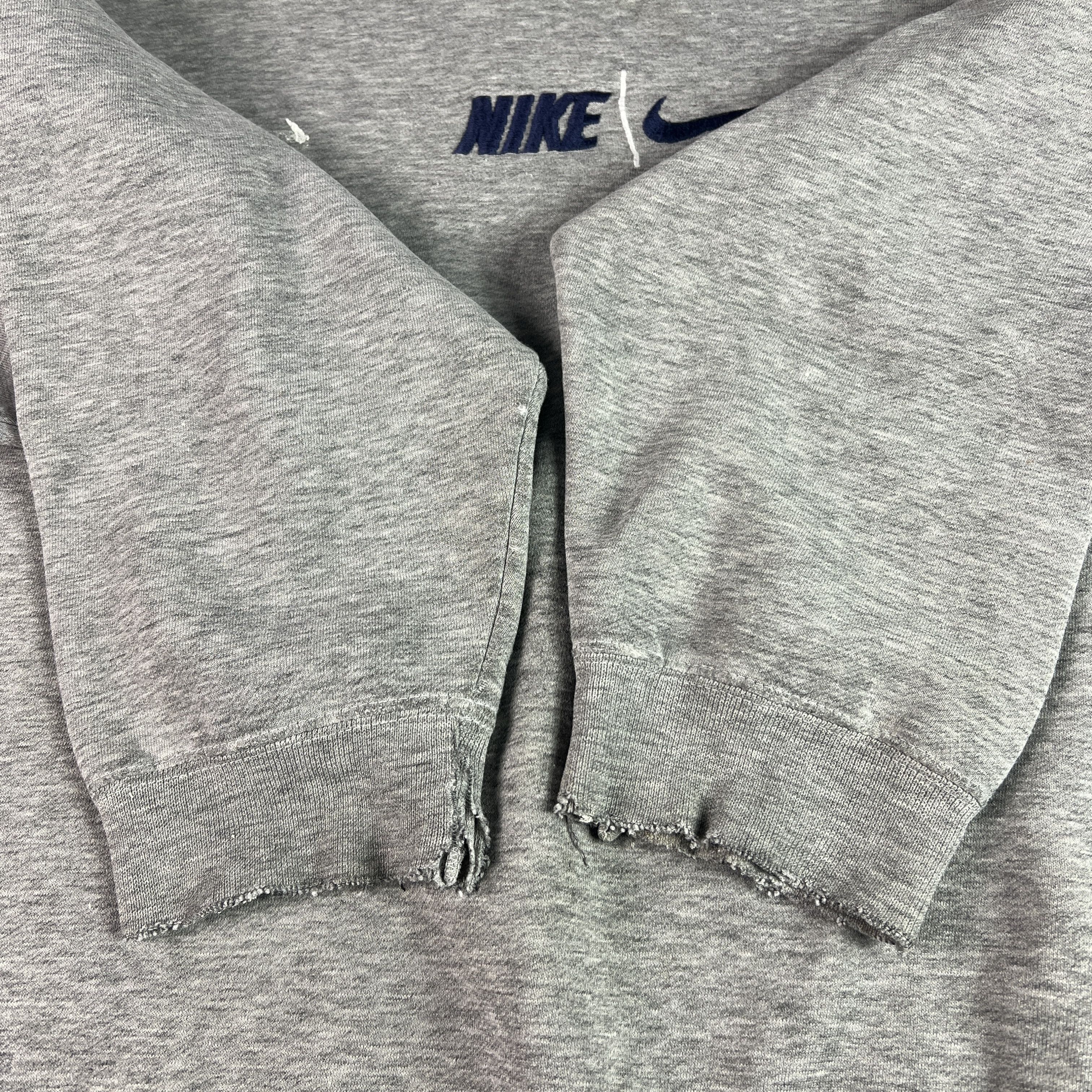 Nike VTG 90s Nike Sweatshirt Grey & Blue Logo Thrashed Crewneck Size US XL / EU 56 / 4 - 5 Thumbnail