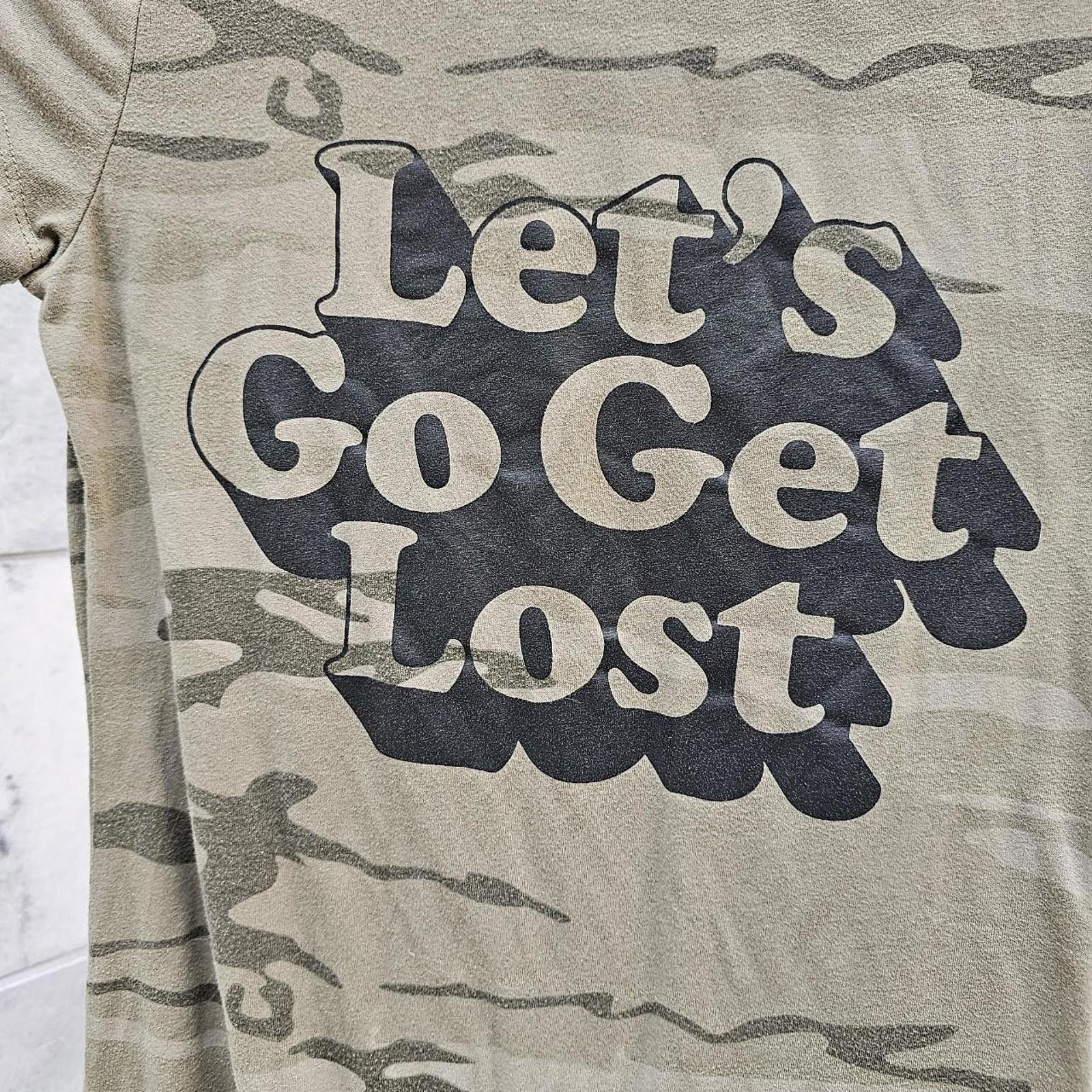 Other Women's Green Camo Let's Go Get Lost Shirt Size L / US 10 / IT 46 - 2 Thumbnail