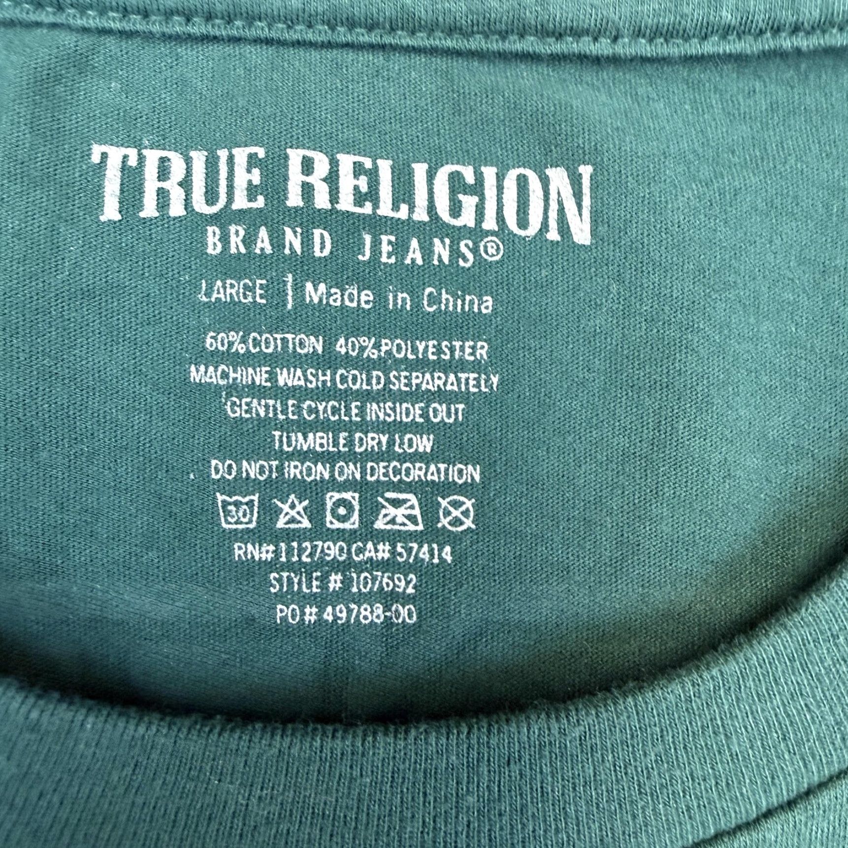 True Religion True Religion Shirt Mens Large Green Buddha Guitar Graphic Double Sided Tee Size US L / EU 52-54 / 3 - 5 Thumbnail