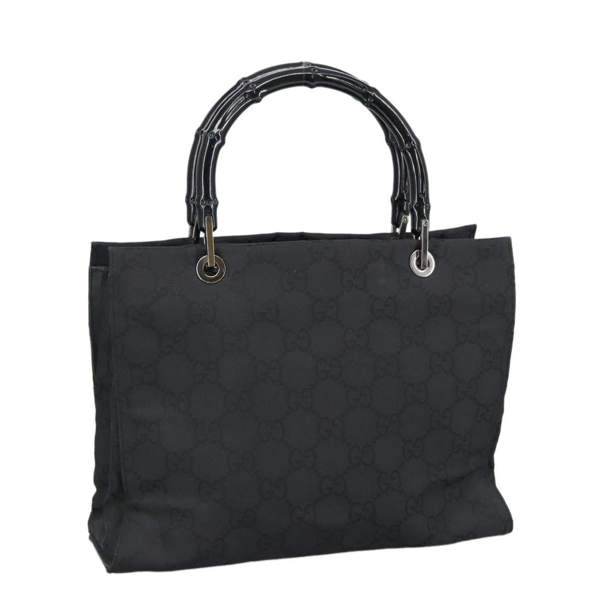 GUCCI Bamboo GG Canvas Hand Bag Nylon Black Silver 002 1016