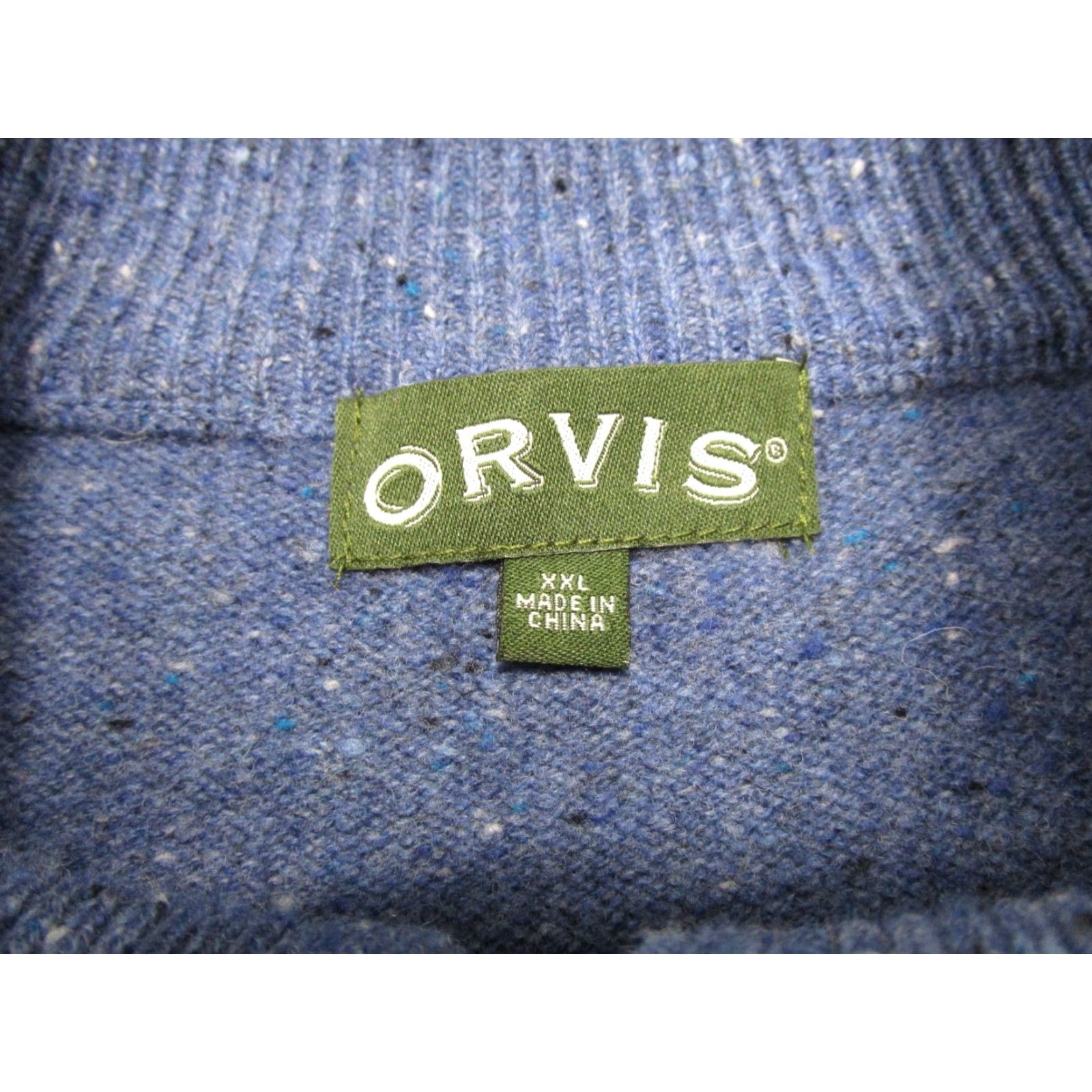 Orvis Orvis Sweater Mens 2XL Blue 1/4 Zip Mock Neck 100% Wool Pullover Suede Trim Size US XXL / EU 58 / 5 - 2 Thumbnail