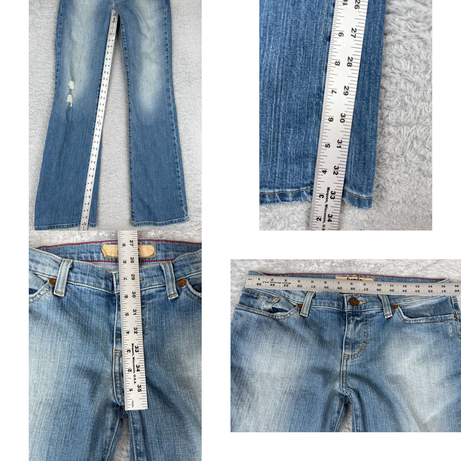 Vintage Vintage Shyanne Women's Flared Denim Pants 29 Blue Low Rise Distressed 33in Inseam Size 29" - 8 Thumbnail