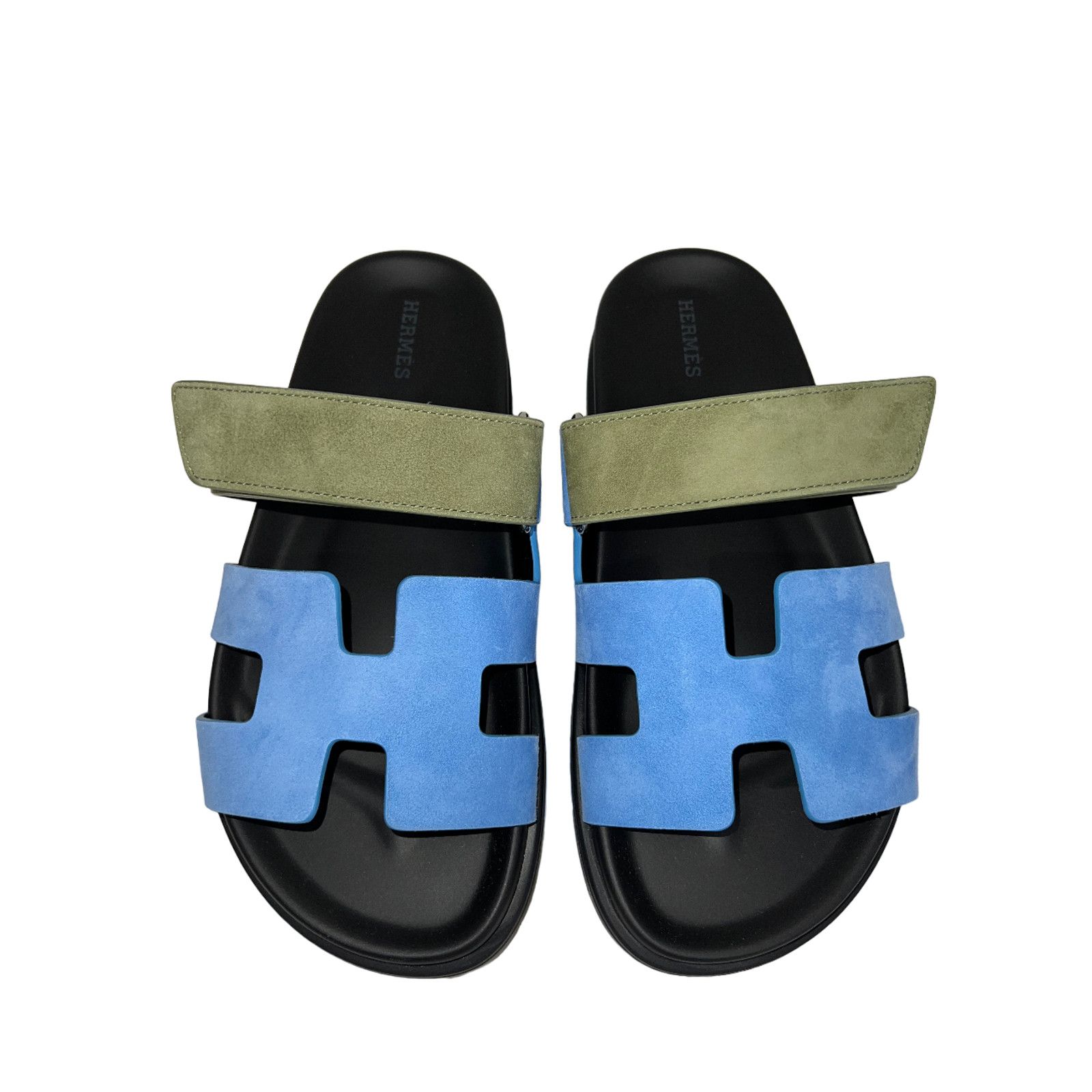 Hermes Hermes Chypre Sandal Blue Cameo Vert Celadon Green Strap Size US 7.5 / IT 37.5 - 11 Thumbnail