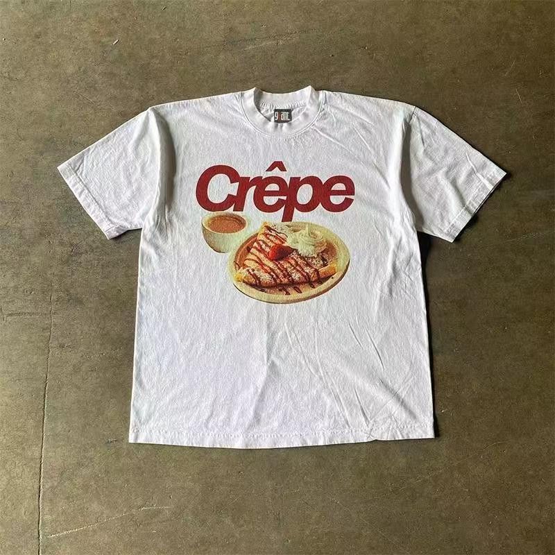 Vintage White retro crepe print cotton t-shirt Size US L / EU 52-54 / 3 - 1 Thumbnail