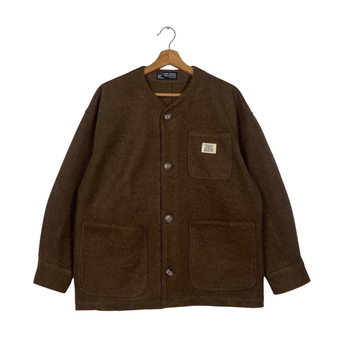 Japanese Brand Cube sugar colarless workwear button jacket Size US M / EU 48-50 / 2 - 1 Thumbnail
