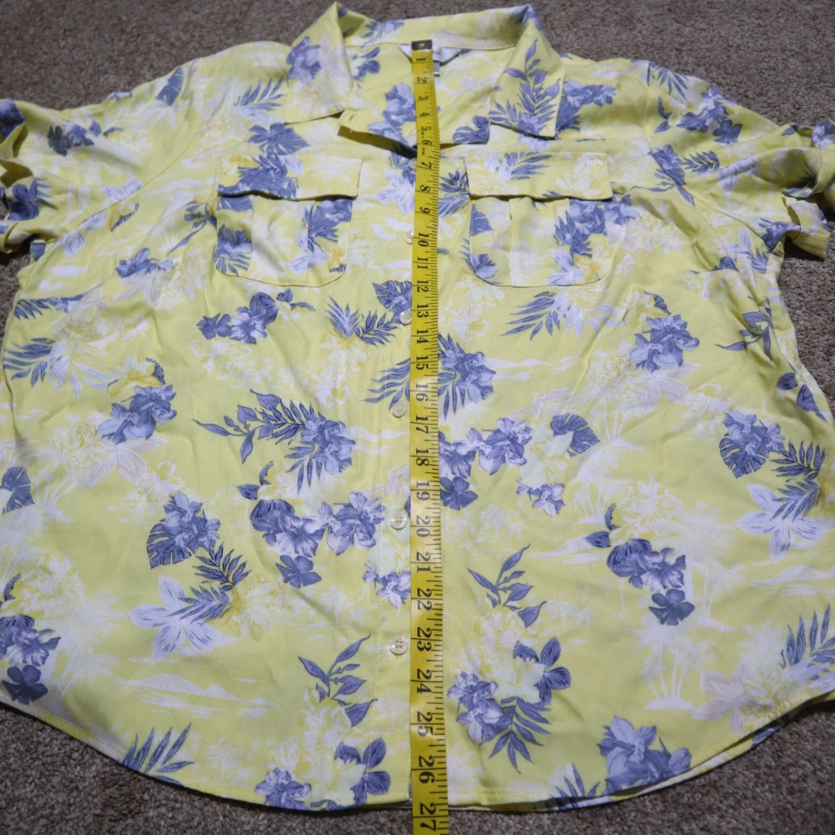 Vintage CJ Banks Yellow Shirt Women Plus Size 1X Floral Palm Blue Flower Blouse T-Shirt Size XL / US 12-14 / IT 48-50 - 6 Thumbnail