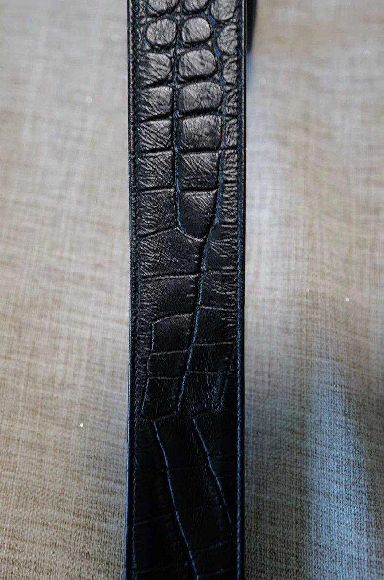 Saint Laurent Paris black faux leather embossed crocodile belt Size ONE SIZE - 4 Thumbnail