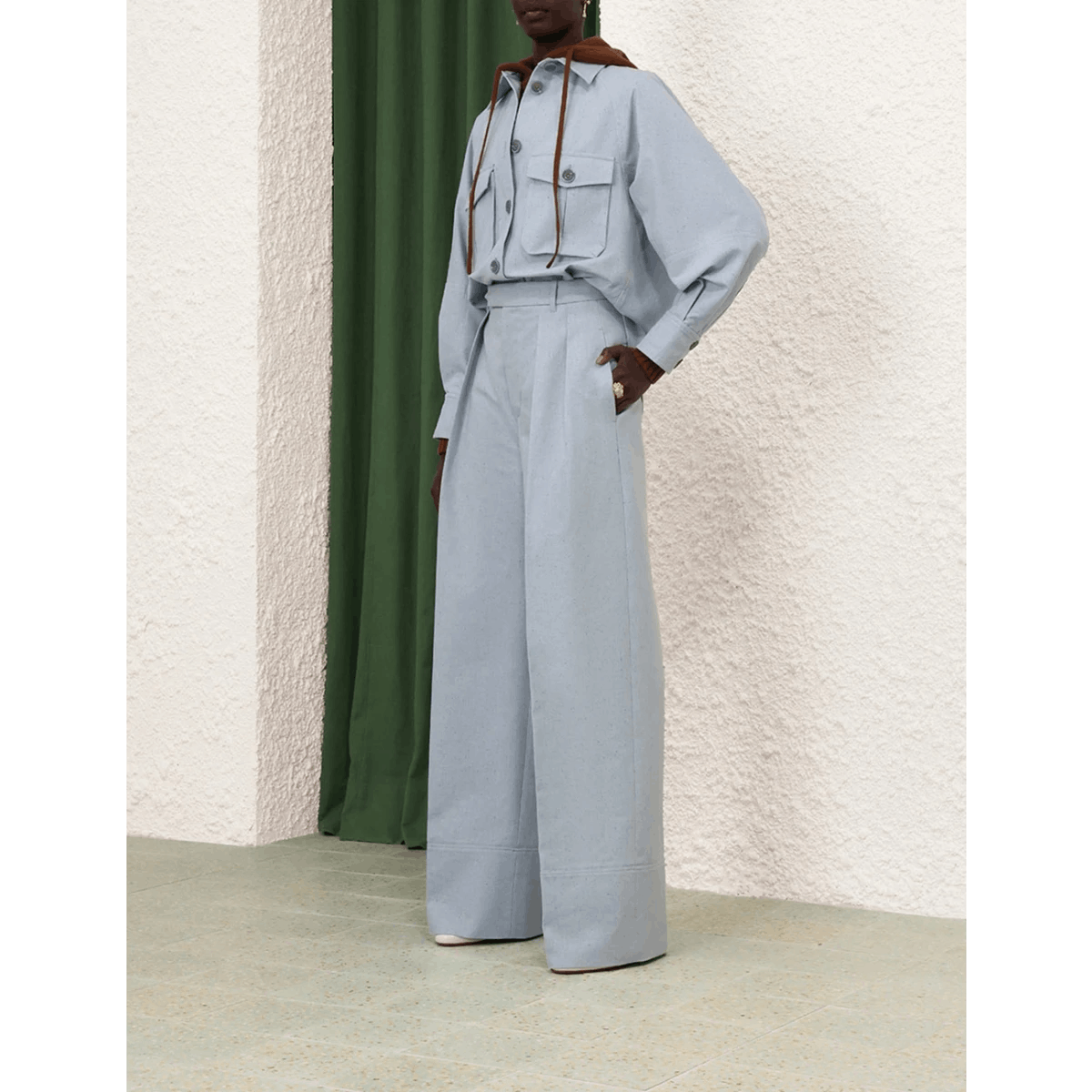 Zimmermann oc11z0525 Oversized Cotton-Silk Shirt Jacket in Light Blue Size XS / US 0-2 / IT 36-38 - 3 Thumbnail