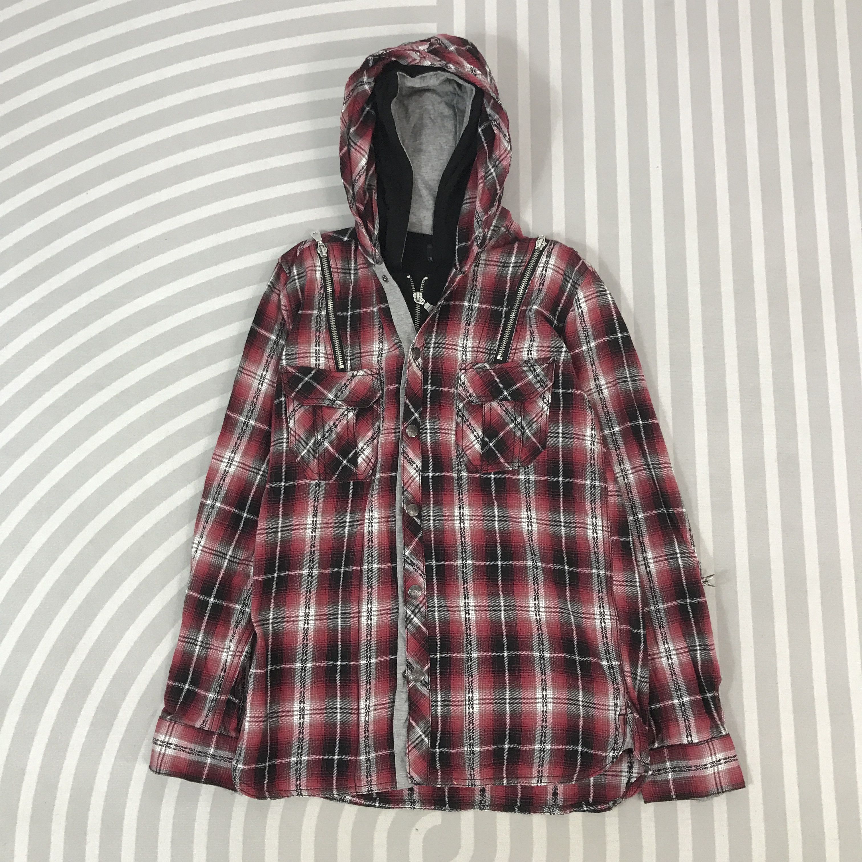 Japanese Brand Vintage 31040=&kkone flannel design double Jacket Size US L / EU 52-54 / 3 - 1 Thumbnail