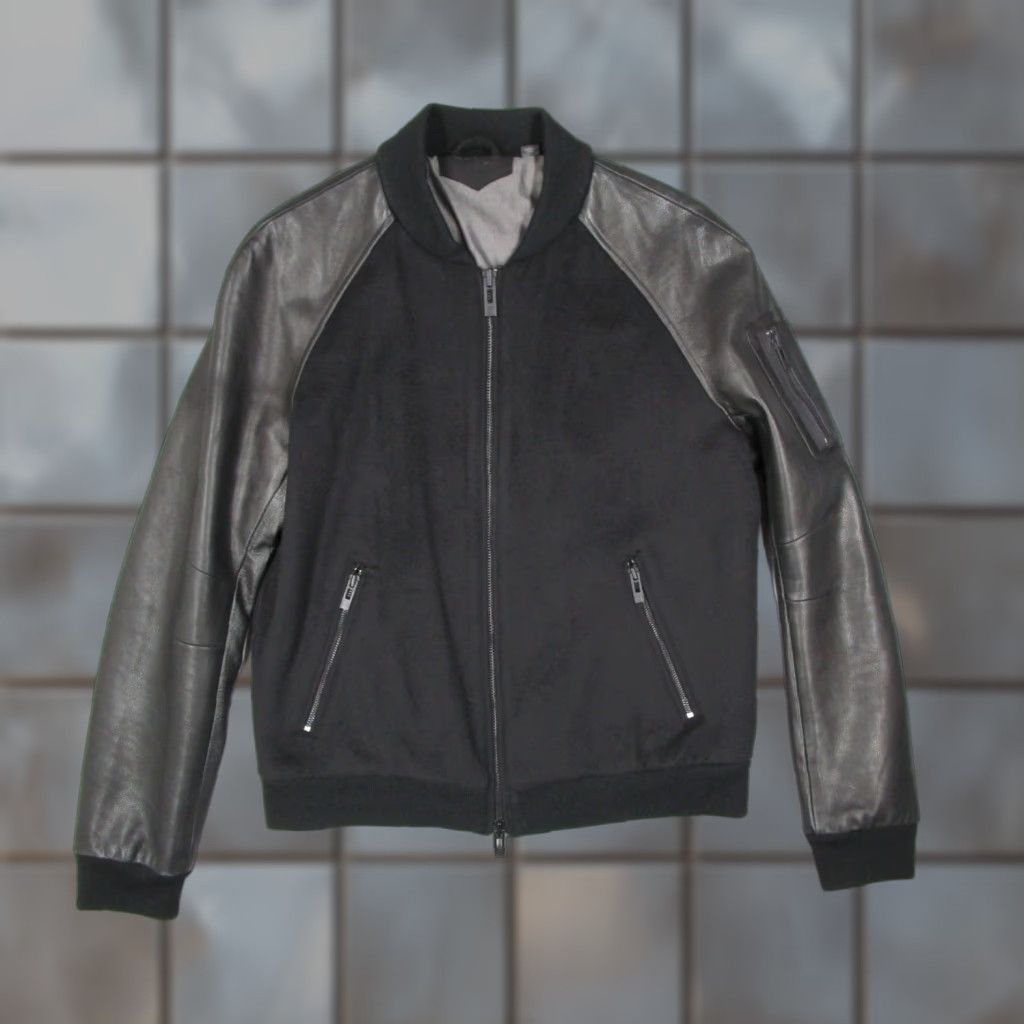 Vintage Rogue Bomber Jacket Men's Large Black Wool Faux Leather Sleeves Varsity Casual Outdoor Size US L / EU 52-54 / 3 - 1 Thumbnail
