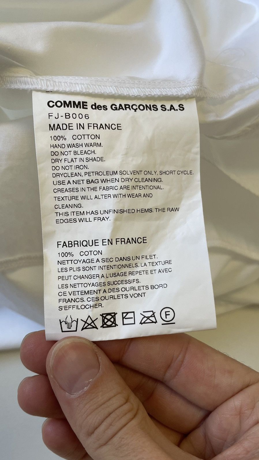 Comme des Garcons ‘Scar Stitch Cross Panelled’ White Shirt Size US L / EU 52-54 / 3 - 11 Thumbnail
