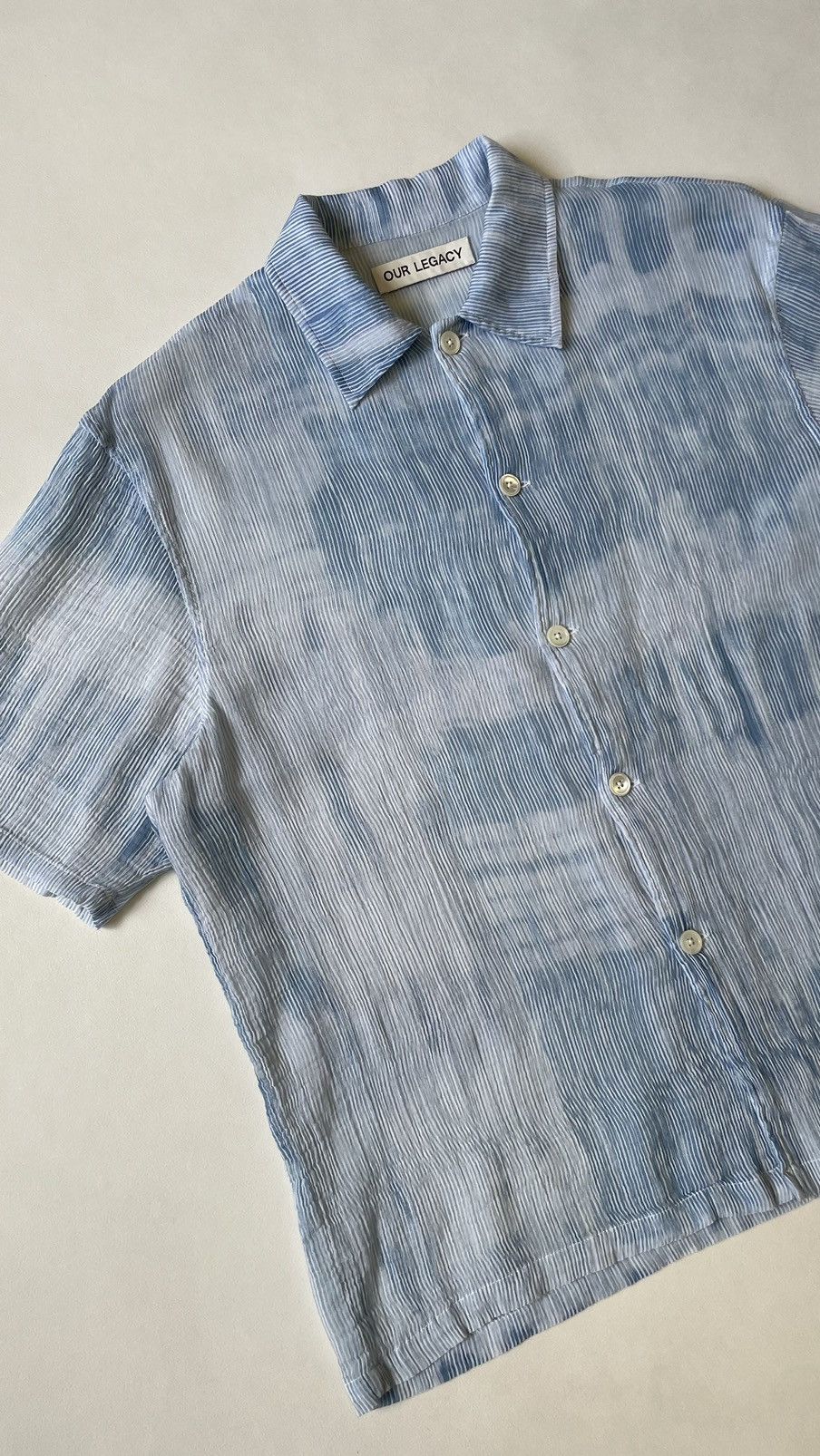 Our Legacy Light Blue Tie Dye Print ‘Box Shirt’ Size US M / EU 48-50 / 2 - 5 Thumbnail