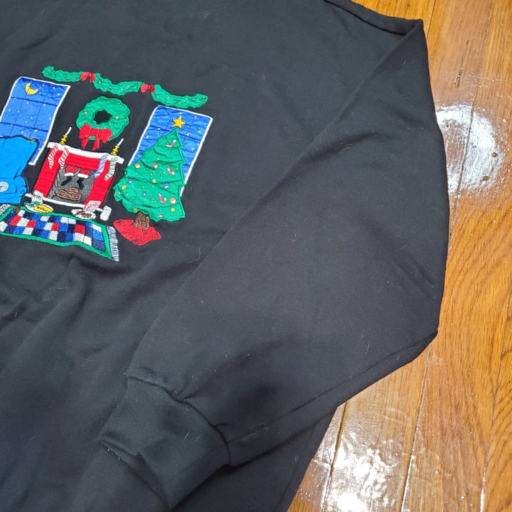 Vintage VINTAGE Nutcracker Christmas Black Sweatshirt By the Fireplace Womens Large Size L / US 10 / IT 46 - 4 Thumbnail