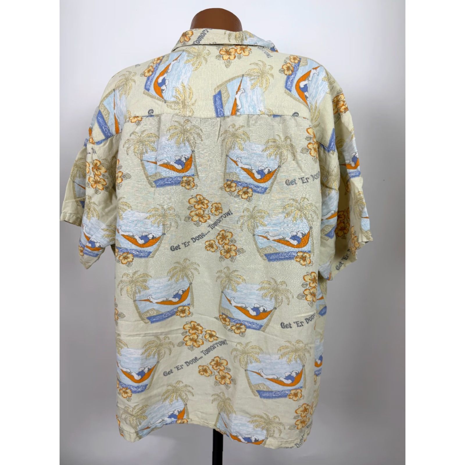 Big Dogs VINTAGE Big Dogs Camp Shirt 3XL Beige Linen Viscose Rayon Button-Up Short Sleeve Collared Hawaii Beach Tropical Mens Shirts Size US XXL / EU 58 / 5 - 7 Thumbnail