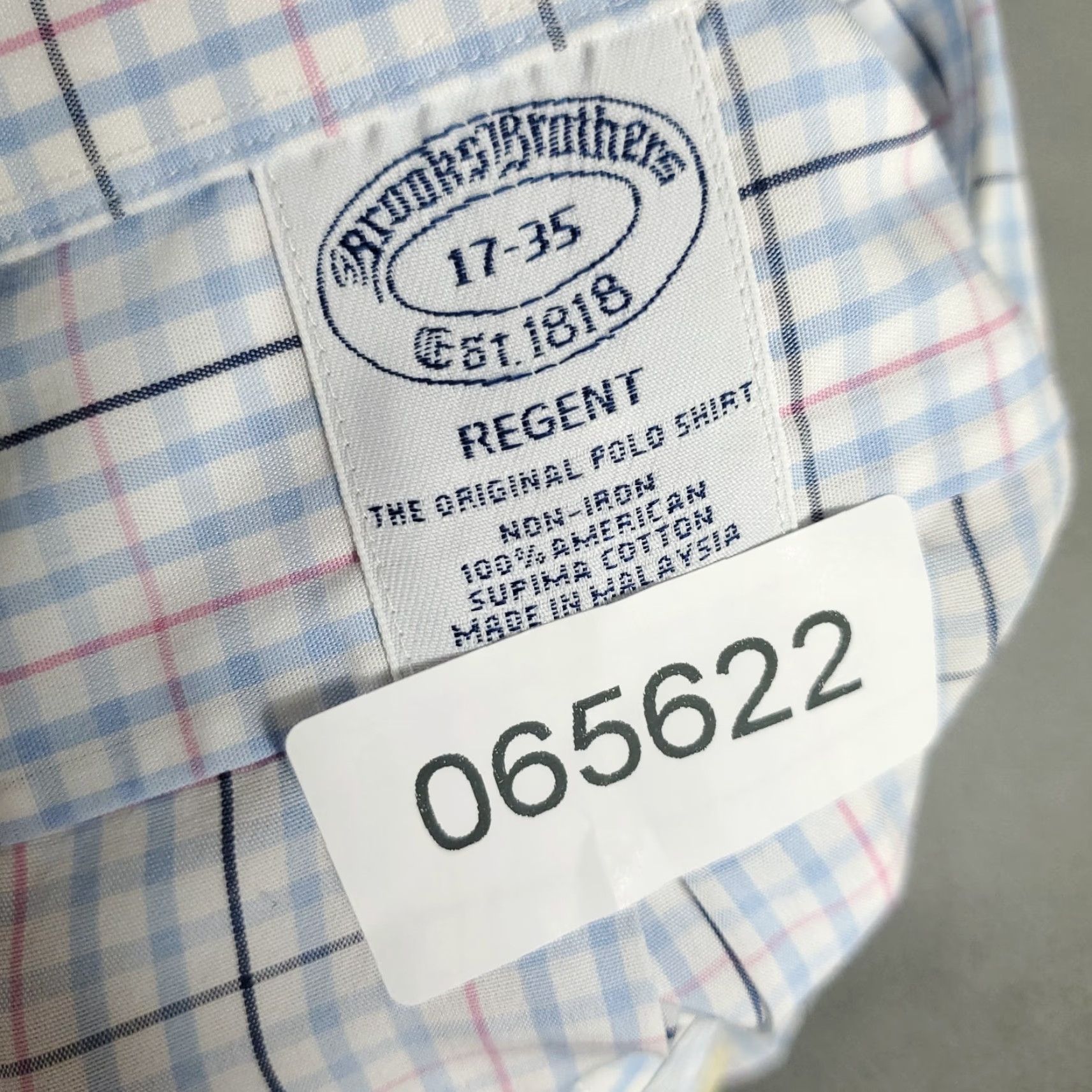 Brooks Brothers Brooks Brothers Shirt Mens 17 Blue White Check Dress Button Up Long Sleeve Size 46R - 7 Thumbnail