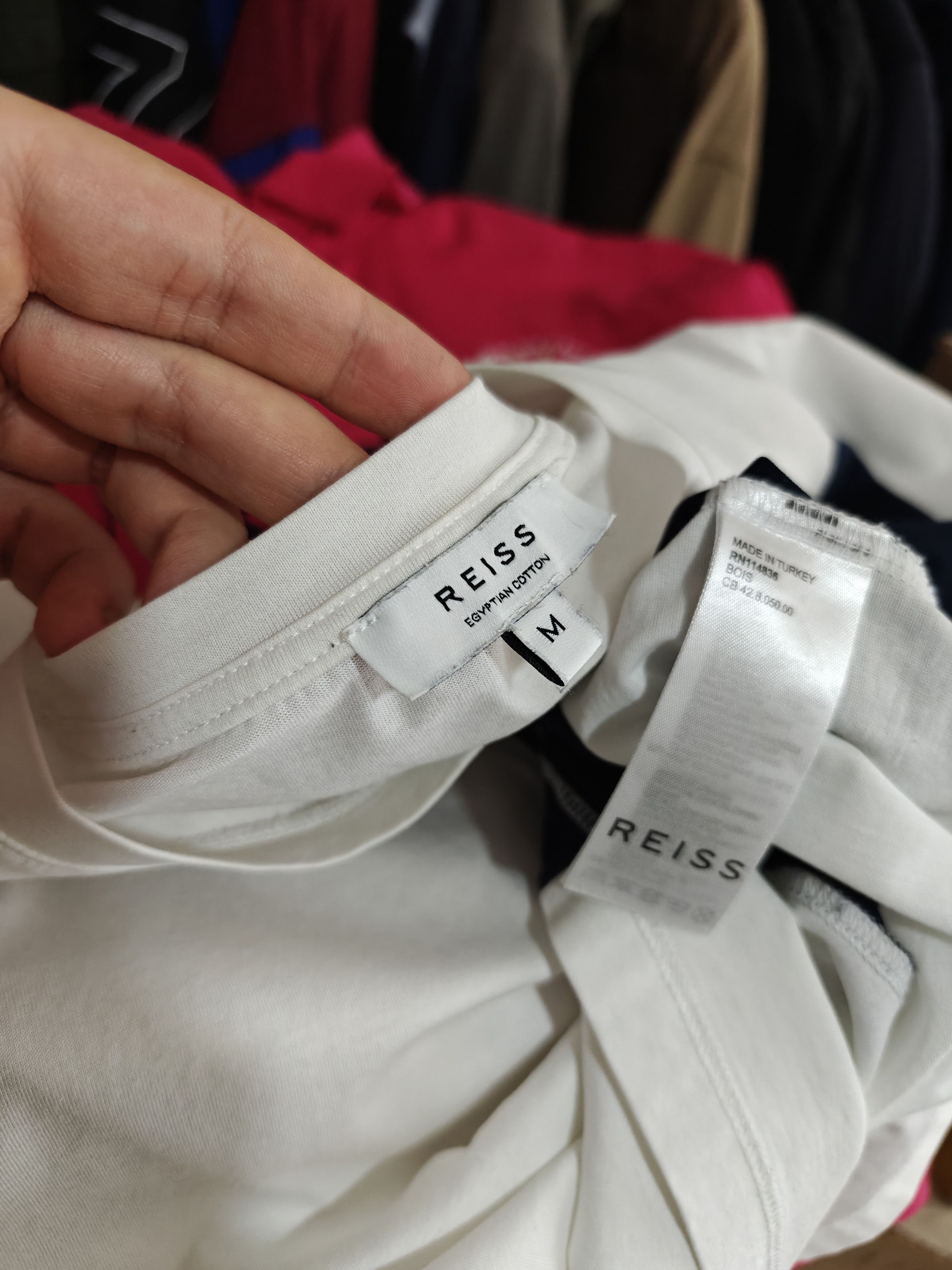 Reiss Reiss T-Shirt Egyptian Cotton White/Blue size M Size US M / EU 48-50 / 2 - 7 Thumbnail