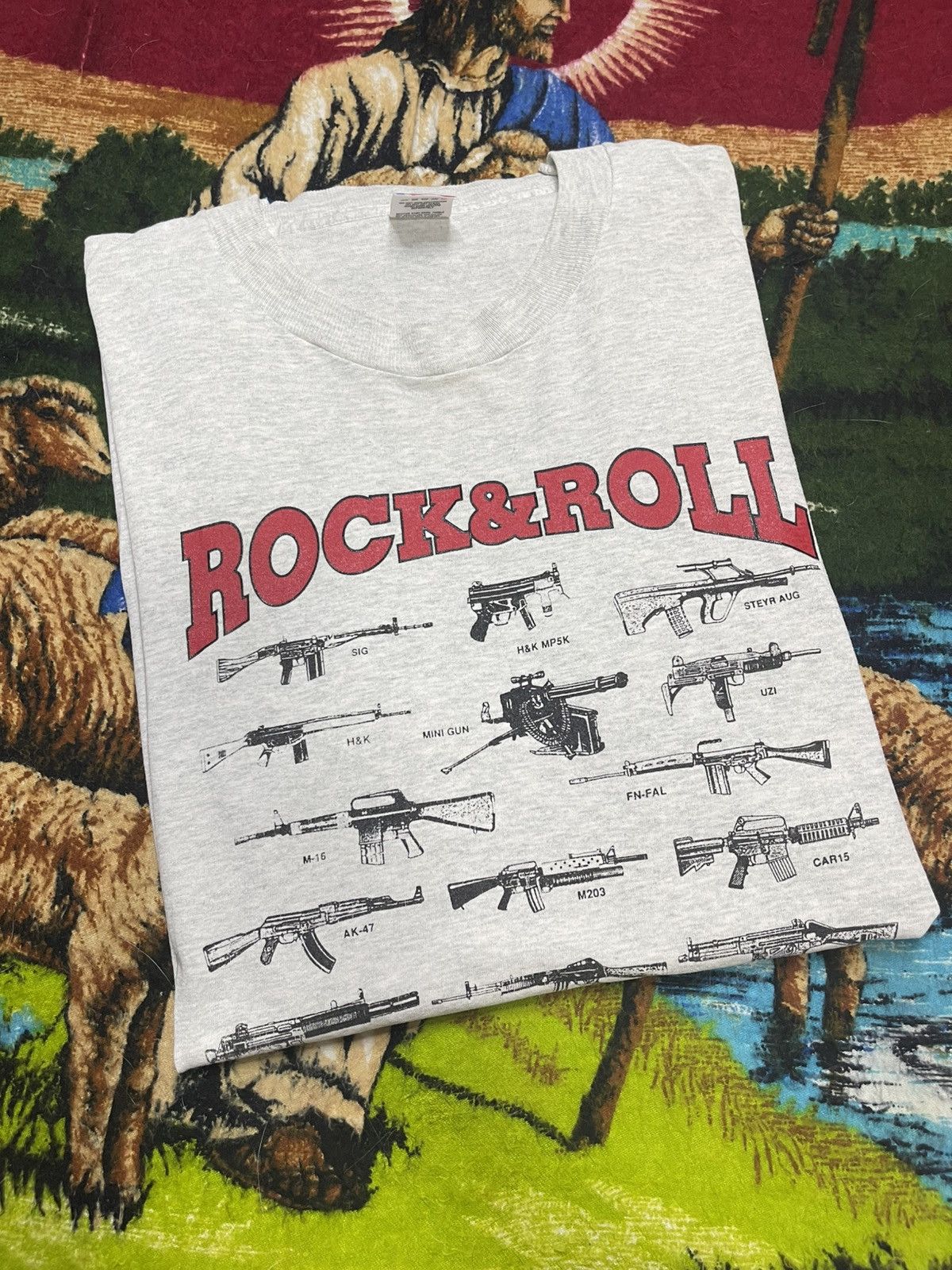 Vintage Vintage 90s Rock & Roll Full Auto Style Machine Gun Tee XL Size US XL / EU 56 / 4 - 1 Thumbnail