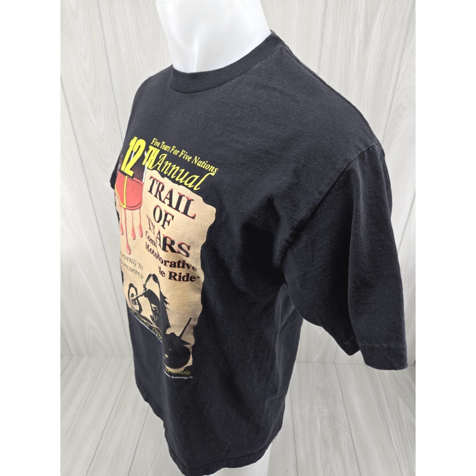 Vintage Trail of Tears 2005 12th Annual Commemorative Motorcycle Ride Black T Shirt Sz L Mens Shirt Size US L / EU 52-54 / 3 - 5 Thumbnail