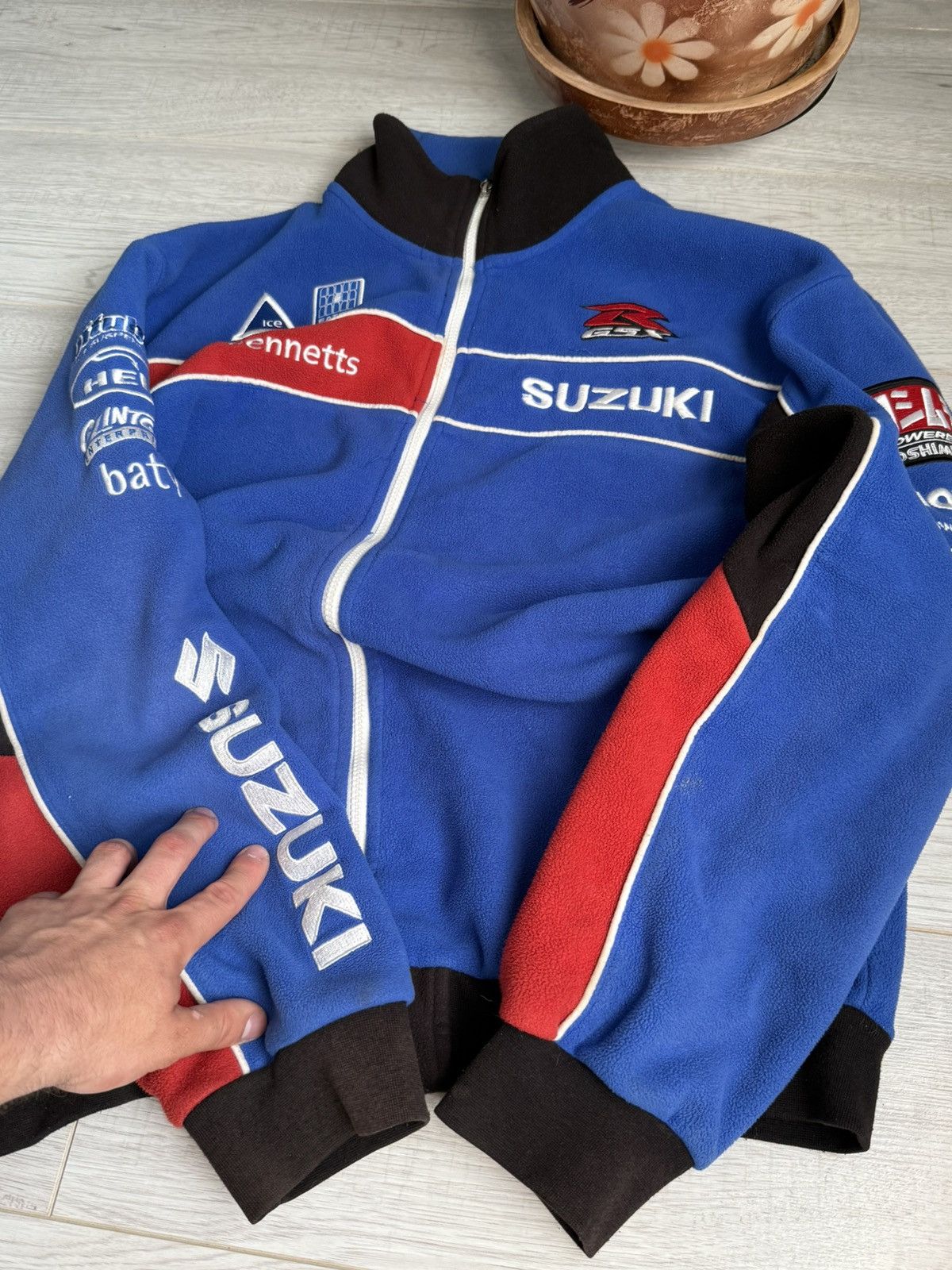 Vintage Vintage team Suzuki GSXR cozy Fleece racing jacket Size US XL / EU 56 / 4 - 4 Thumbnail