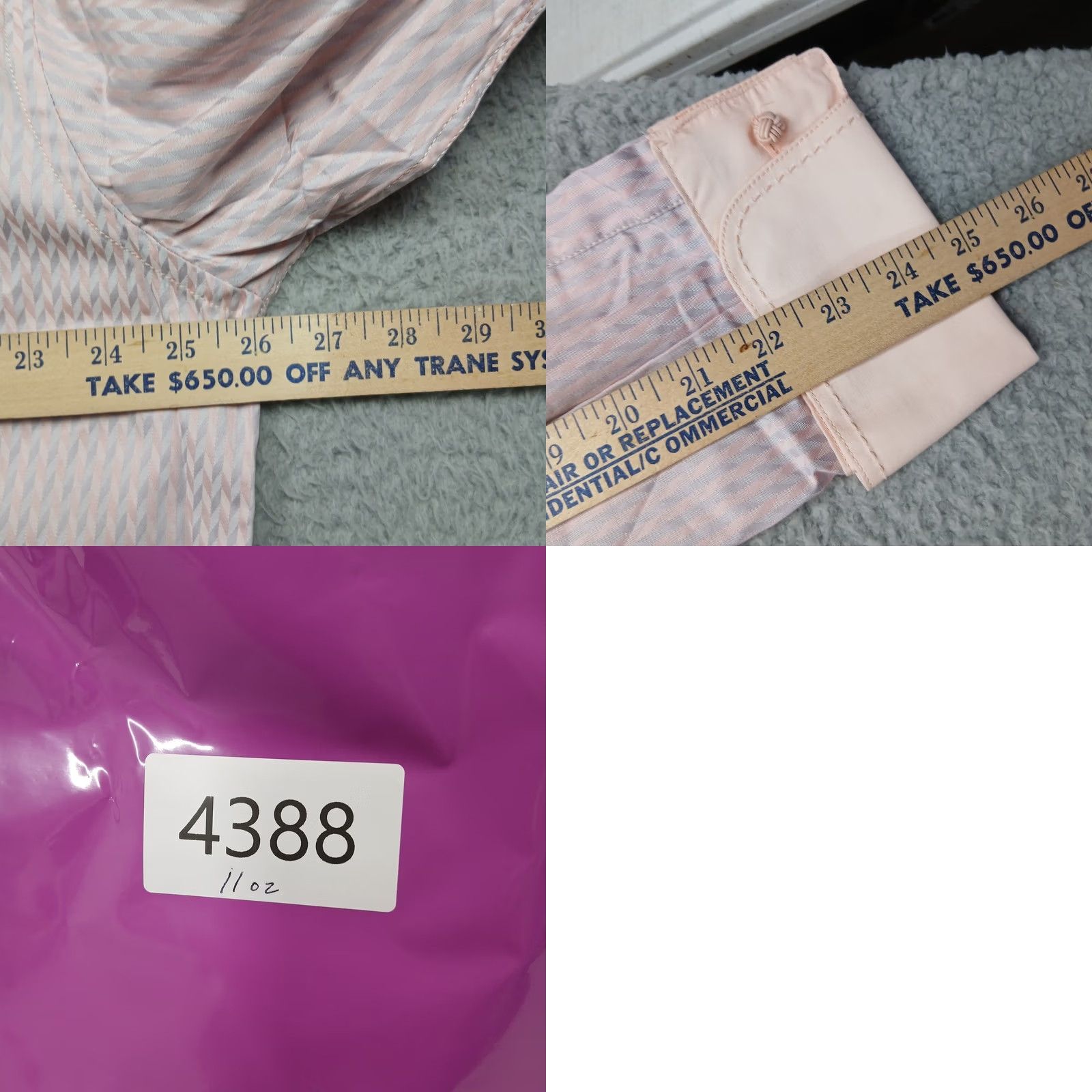 Steven Alan Steven Land Dress Shirt Mens 17.5 Pink Stripe Contrast Cuff Long Sleeve Button Up Collared 100% Cotton Size 48R - 8 Thumbnail