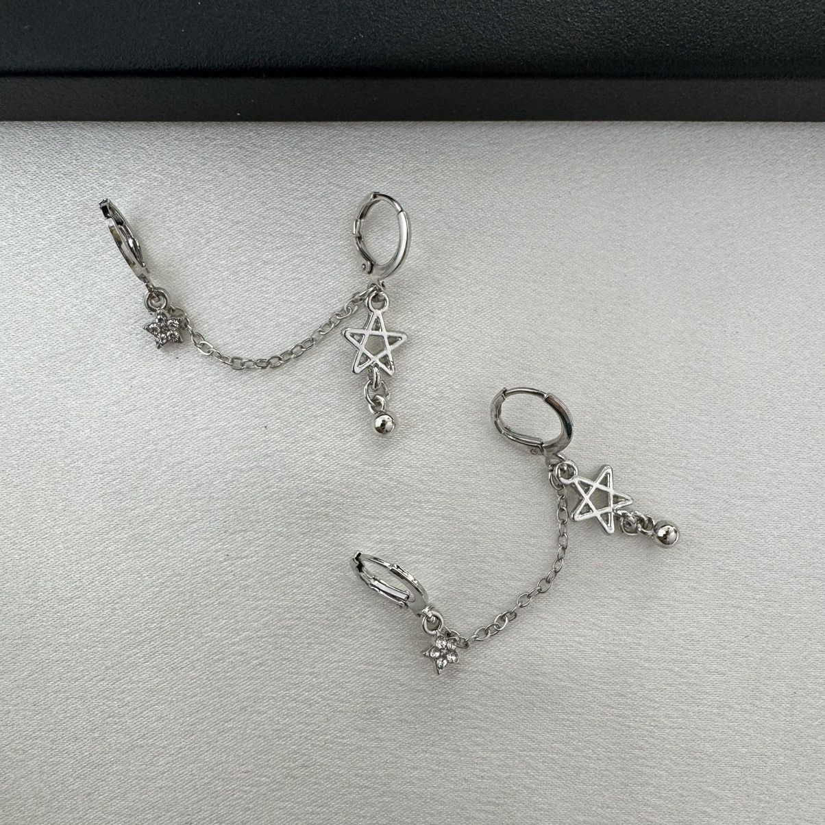 Other Double Piercing Dangle Chain Star Earrings for Women Size ONE SIZE - 2 Thumbnail