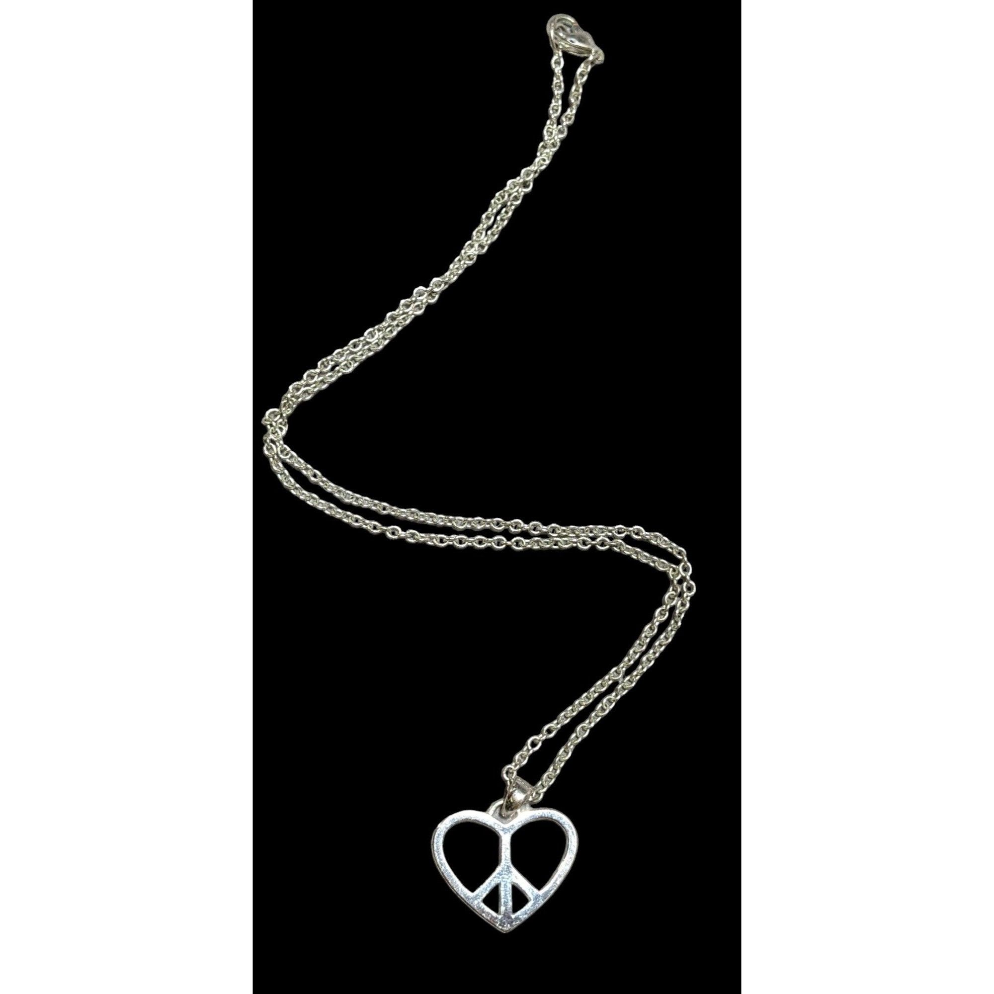 Other Silver Peace Heart Necklace Size ONE SIZE - 1 Thumbnail