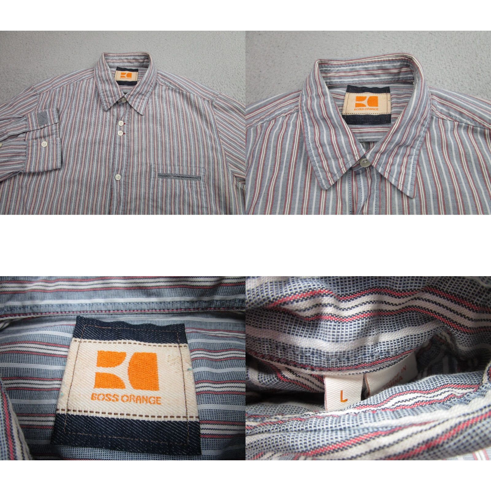 Vintage BOSS Orange Button-Up Shirt Mens L Casual Blue Striped Western Size US L / EU 52-54 / 3 - 8 Thumbnail