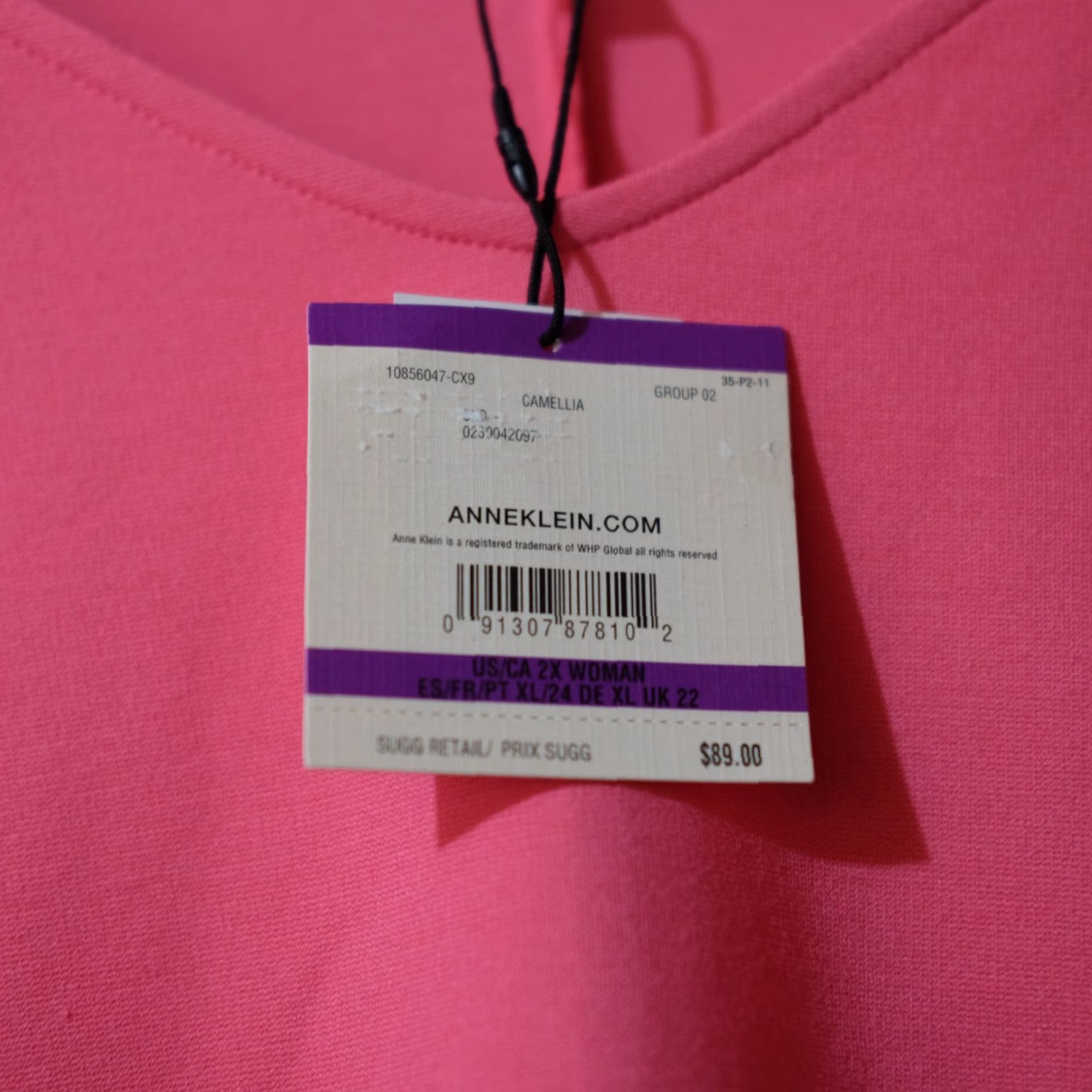 Anne Klein NWT! Anne Klein Puff Sleeve Blouse Pink Sweetheart Neck Women's 2X #H67-9 Size XXL / US 16-18 / IT 52-54 - 7 Thumbnail