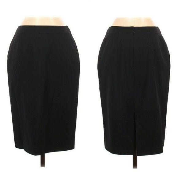 Vintage Vtg Worth Wool Cashmere Pencil Skirt Sz 4 Black Classic Knee Size 27" / US 4 / IT 40 - 3 Thumbnail