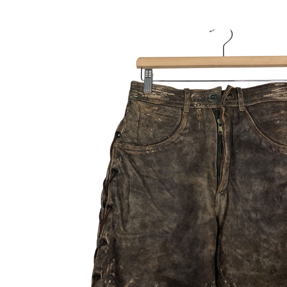Genuine Leather 📌Vintage Leather Biker Pants Pantera Cowboy Issey Miyake Size US 30 / EU 46 - 8 Thumbnail