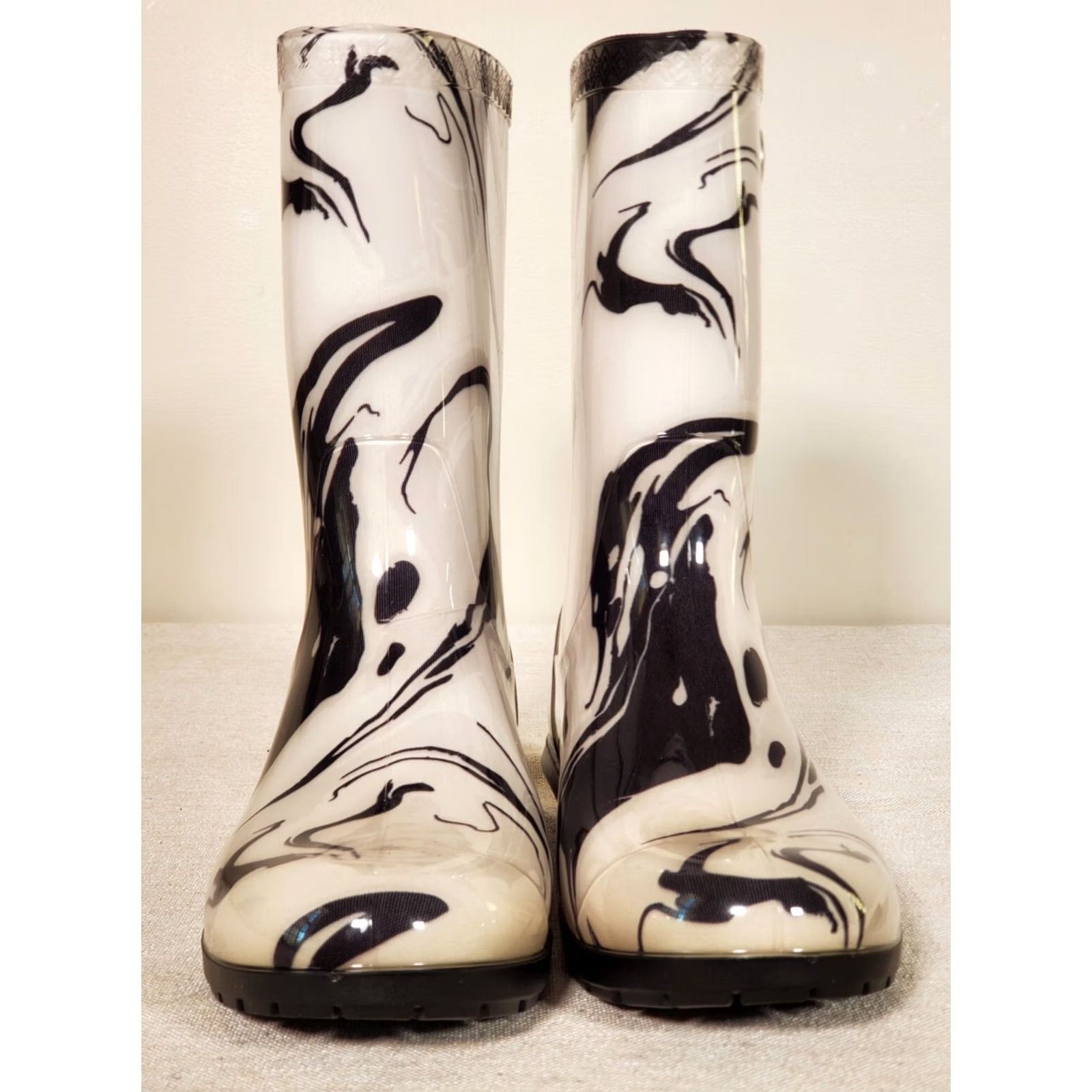 Ugg UGG Sienna Marble Black White Rubber Rain Boots Fur Insole Women's US 7 New Size US 7 / IT 37 - 5 Thumbnail